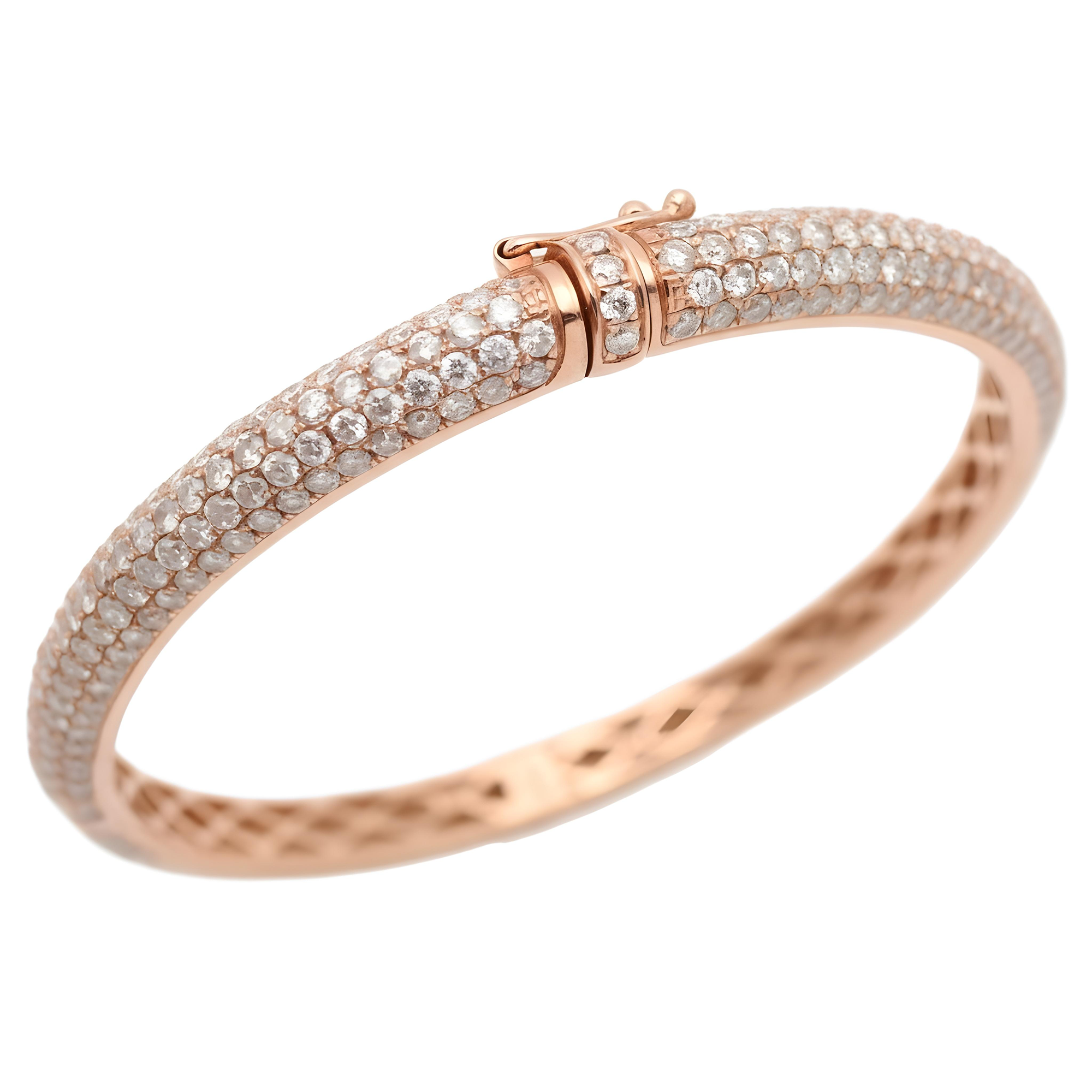 14K Gold Full Pave Diamond Bangles 8.0ct