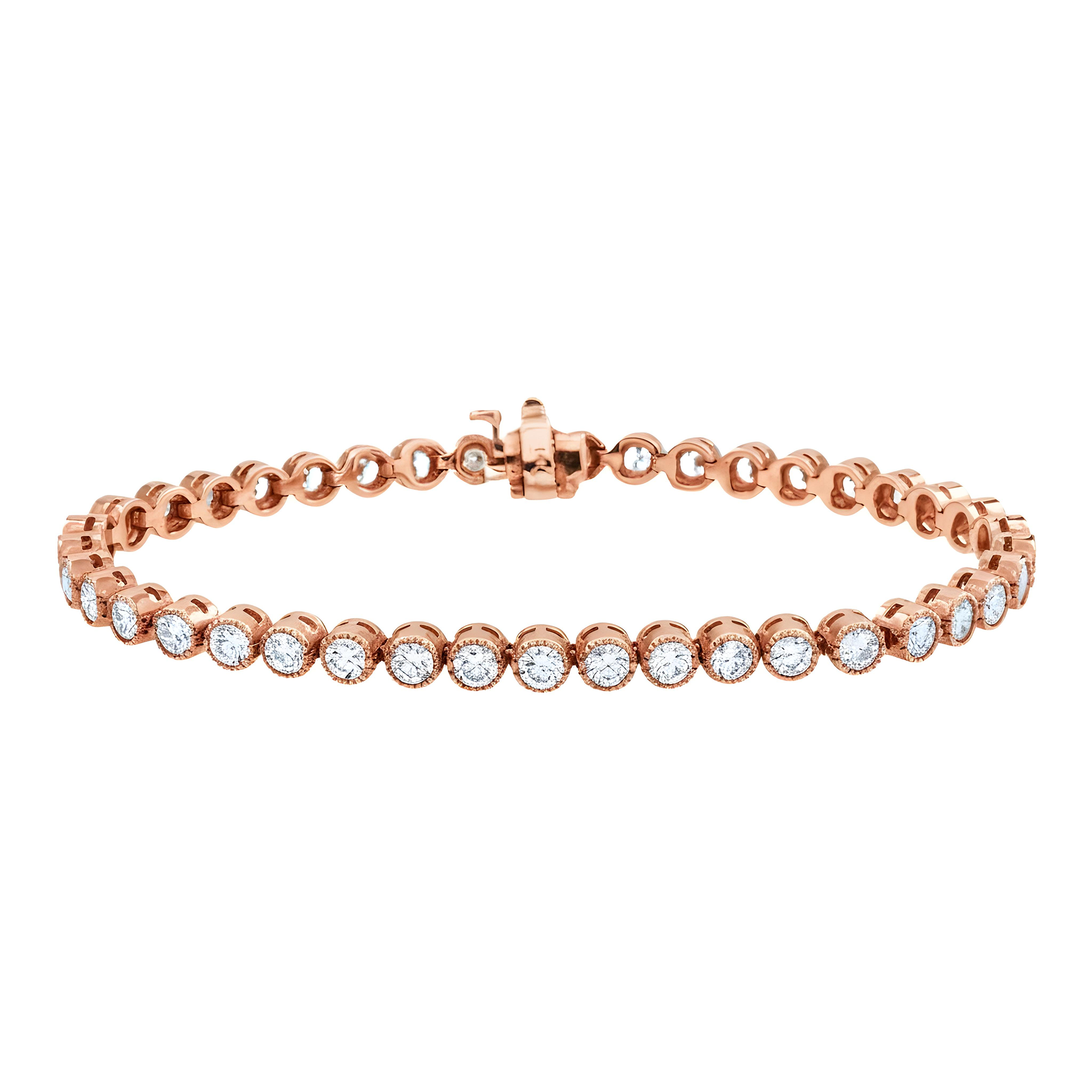 14K Yellow Gold Bezel Set round Diamond Tennis Bracelet 5.03ct