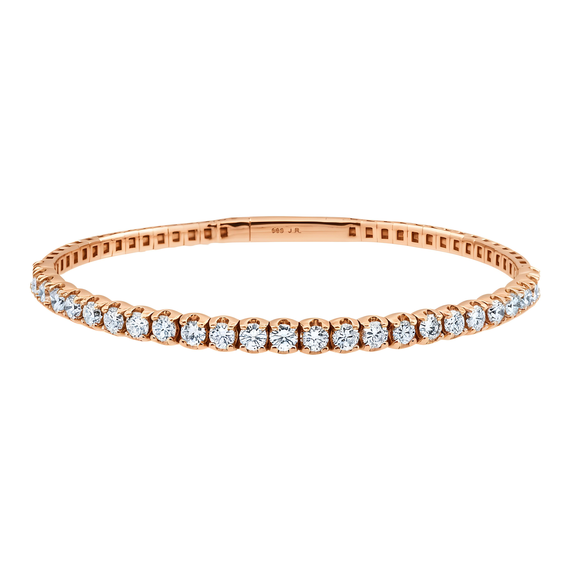 14K White Gold Round Diamond Bangle Bracelet 10.40ct