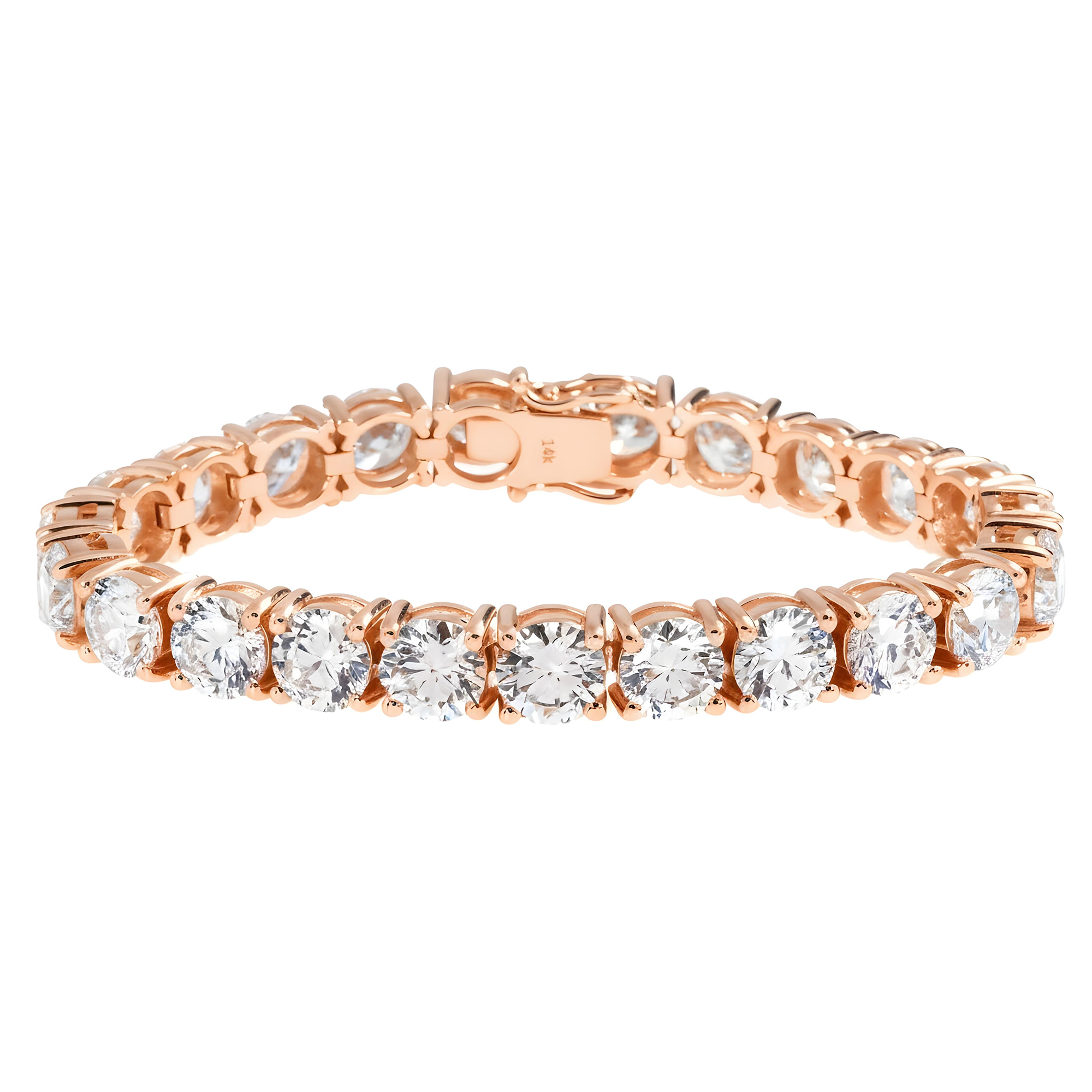 14K White Gold Round Diamond Tennis Bracelet 34.65ct