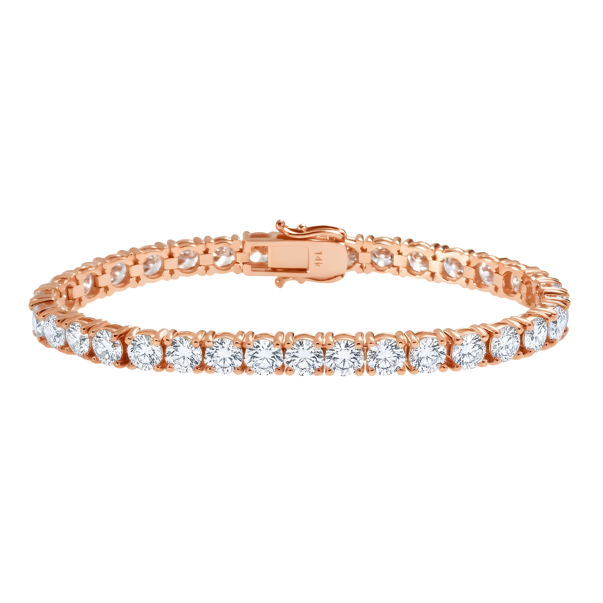 14K White Gold Round Diamond Tennis Bracelet 14.80ct