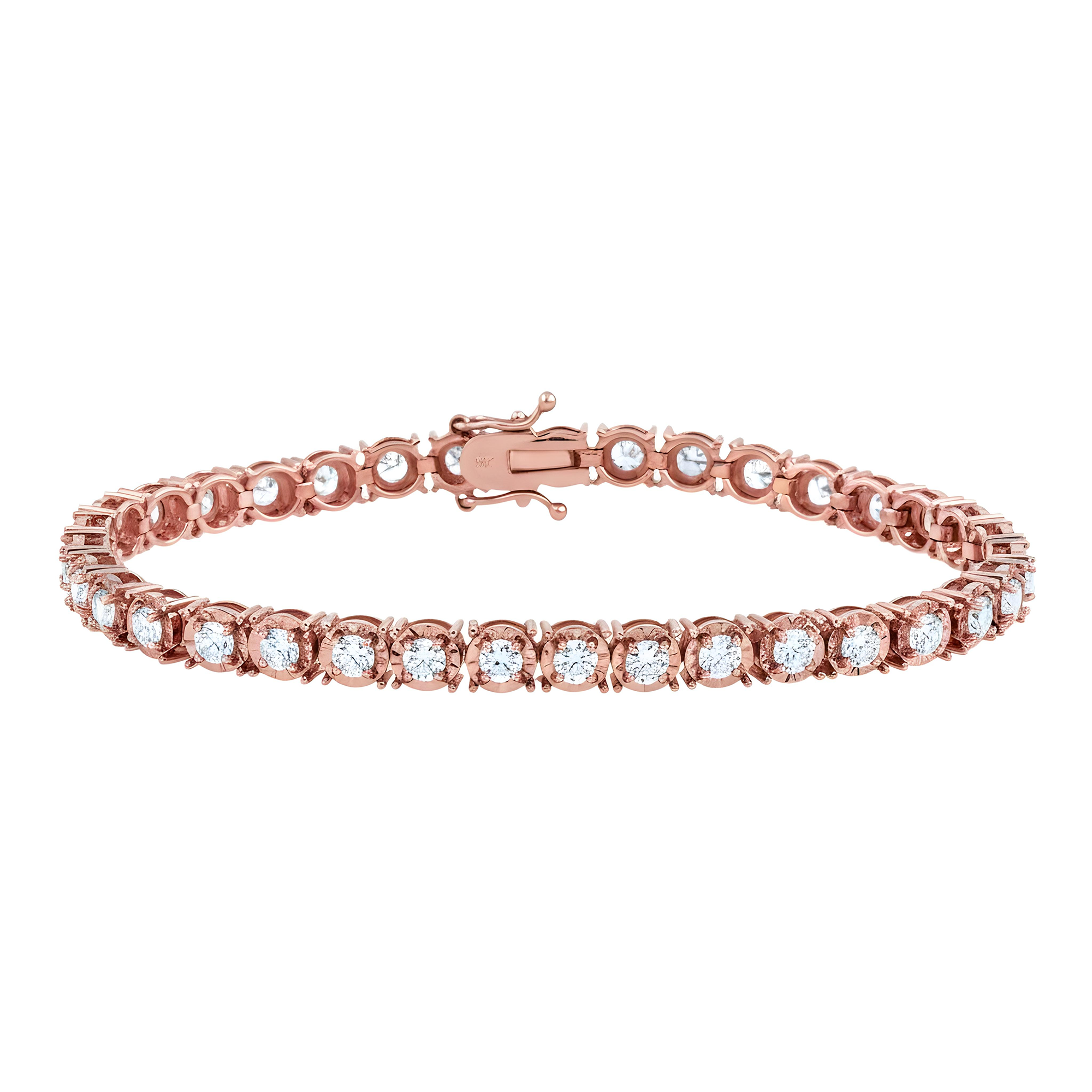 14K Yellow Gold Round Diamond Tennis Bracelet 4.10ct