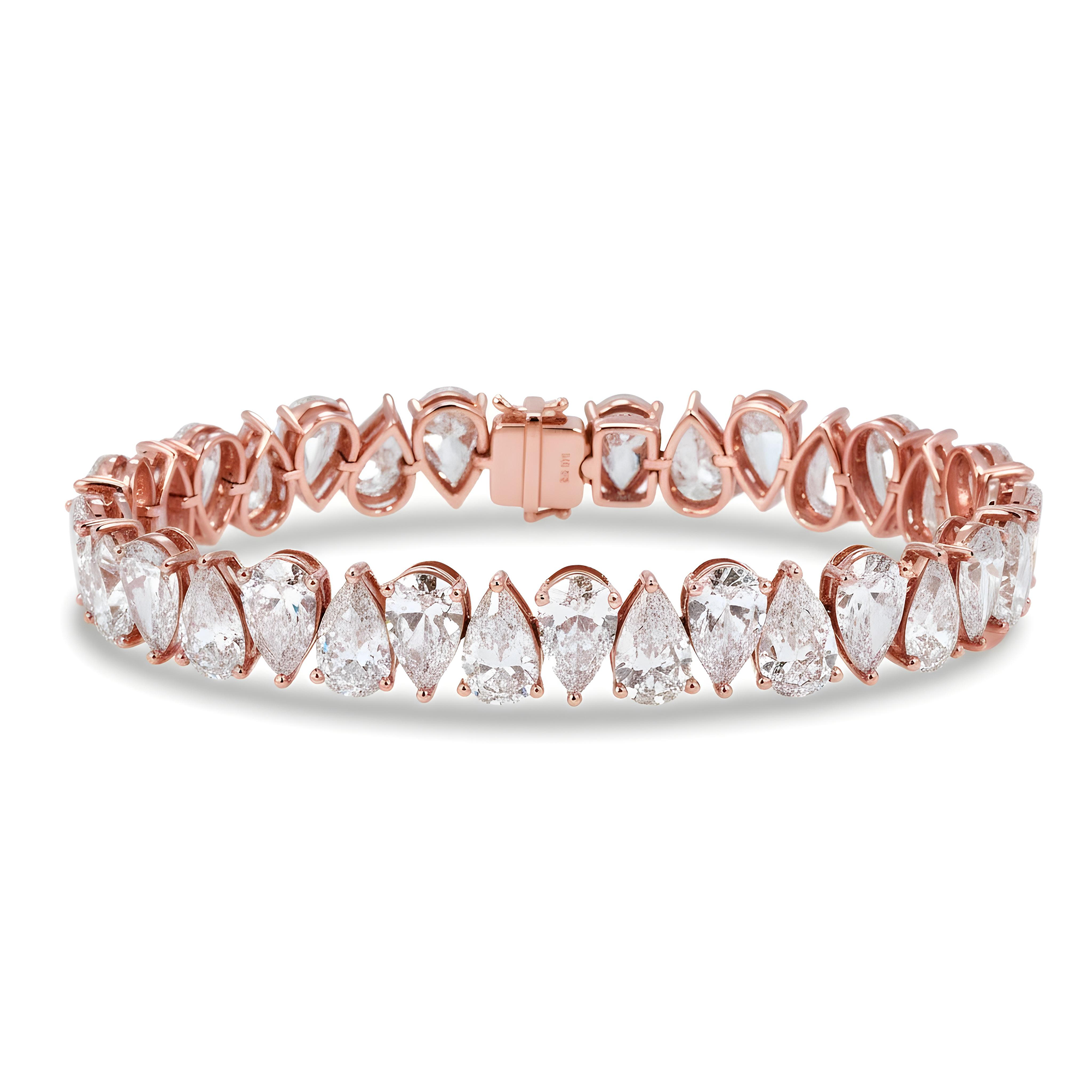 14K Yellow Gold Pear Cut Diamond Tennis Bracelet 34.32ct