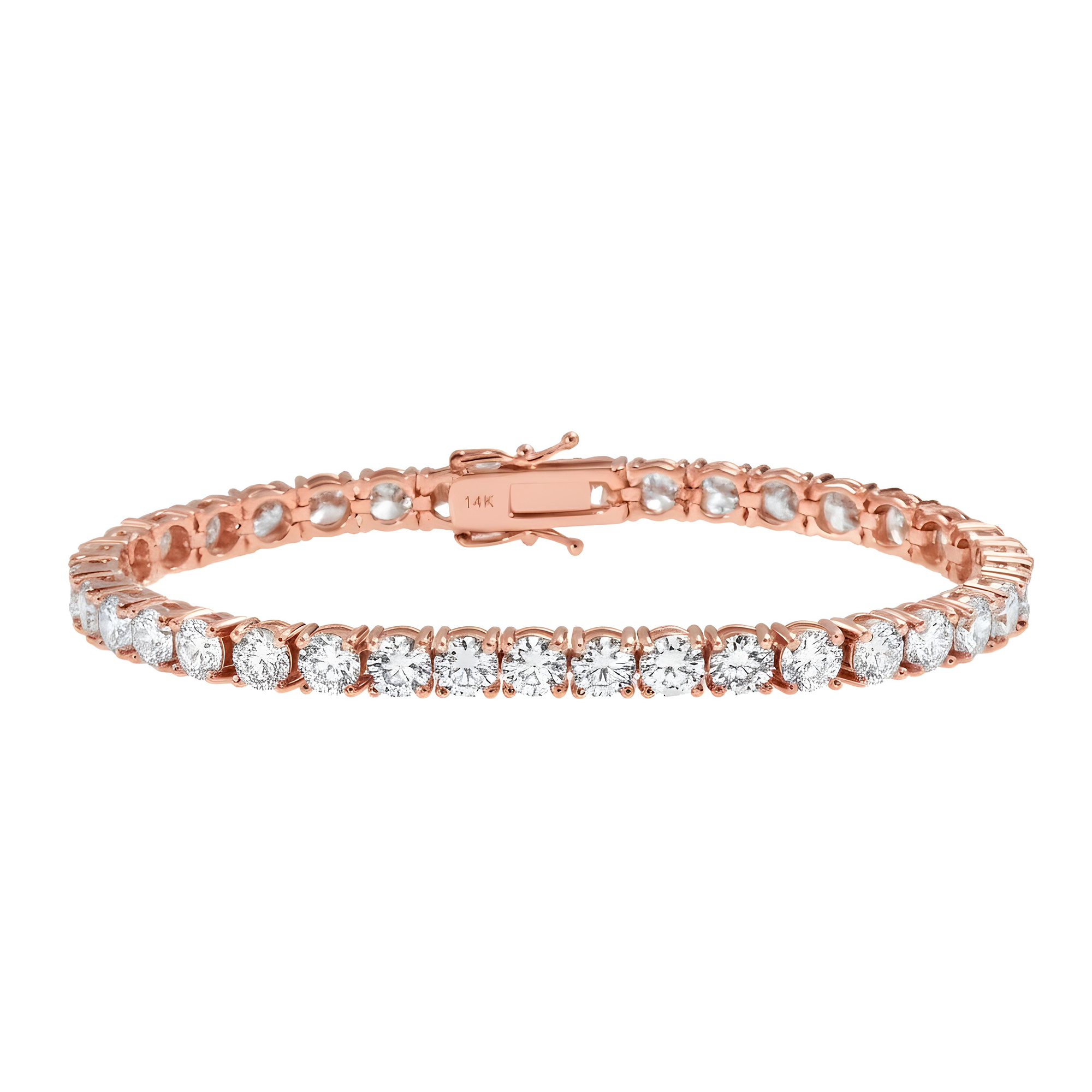 14K White Gold Round Diamond Tennis Bracelet 12.30ct