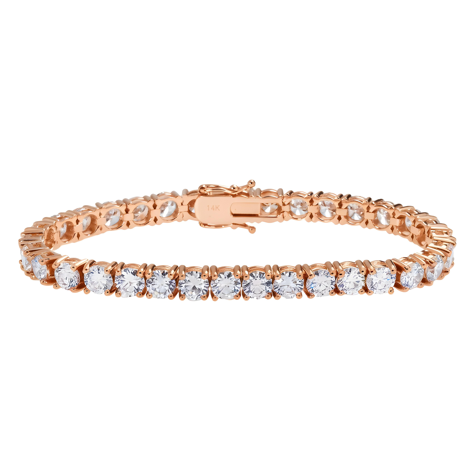 14K White Gold Round Diamond Tennis Bracelet 14.20ct