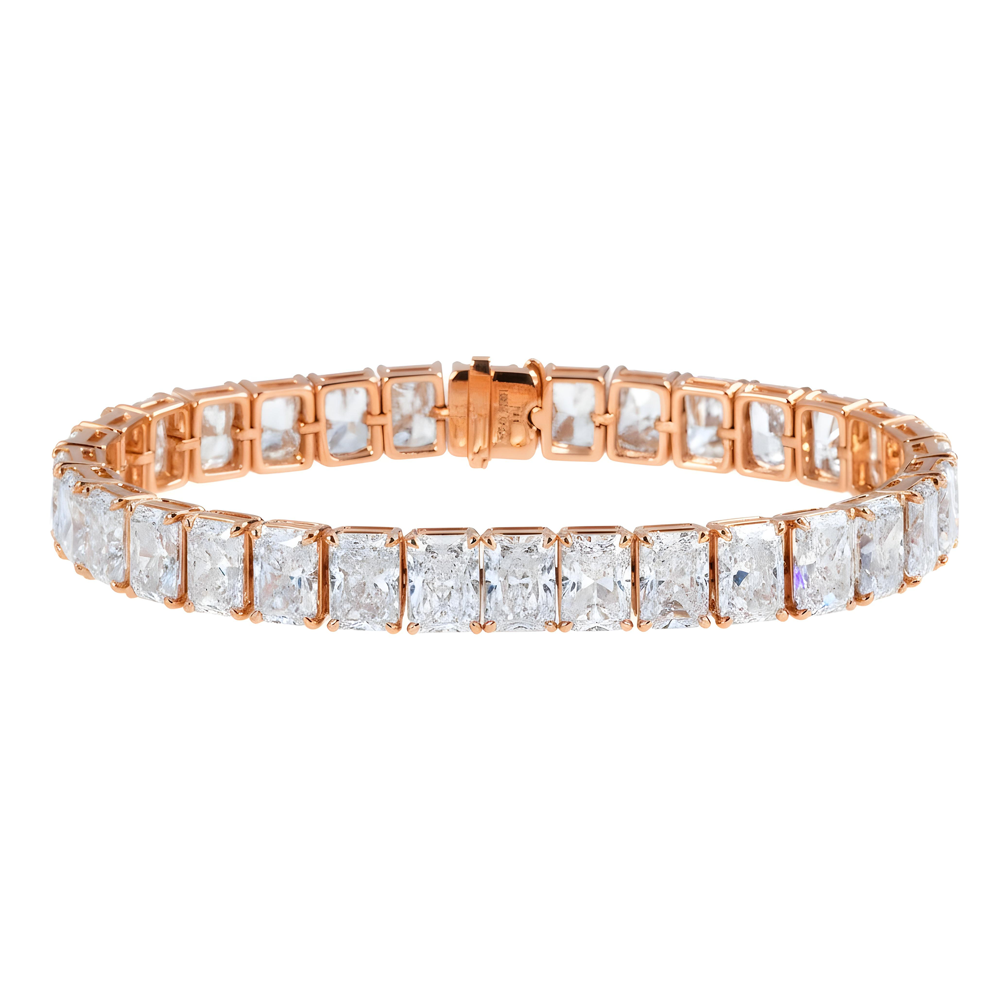 14K White Gold Radiant Cut Diamond Tennis Bracelet 33.09ct