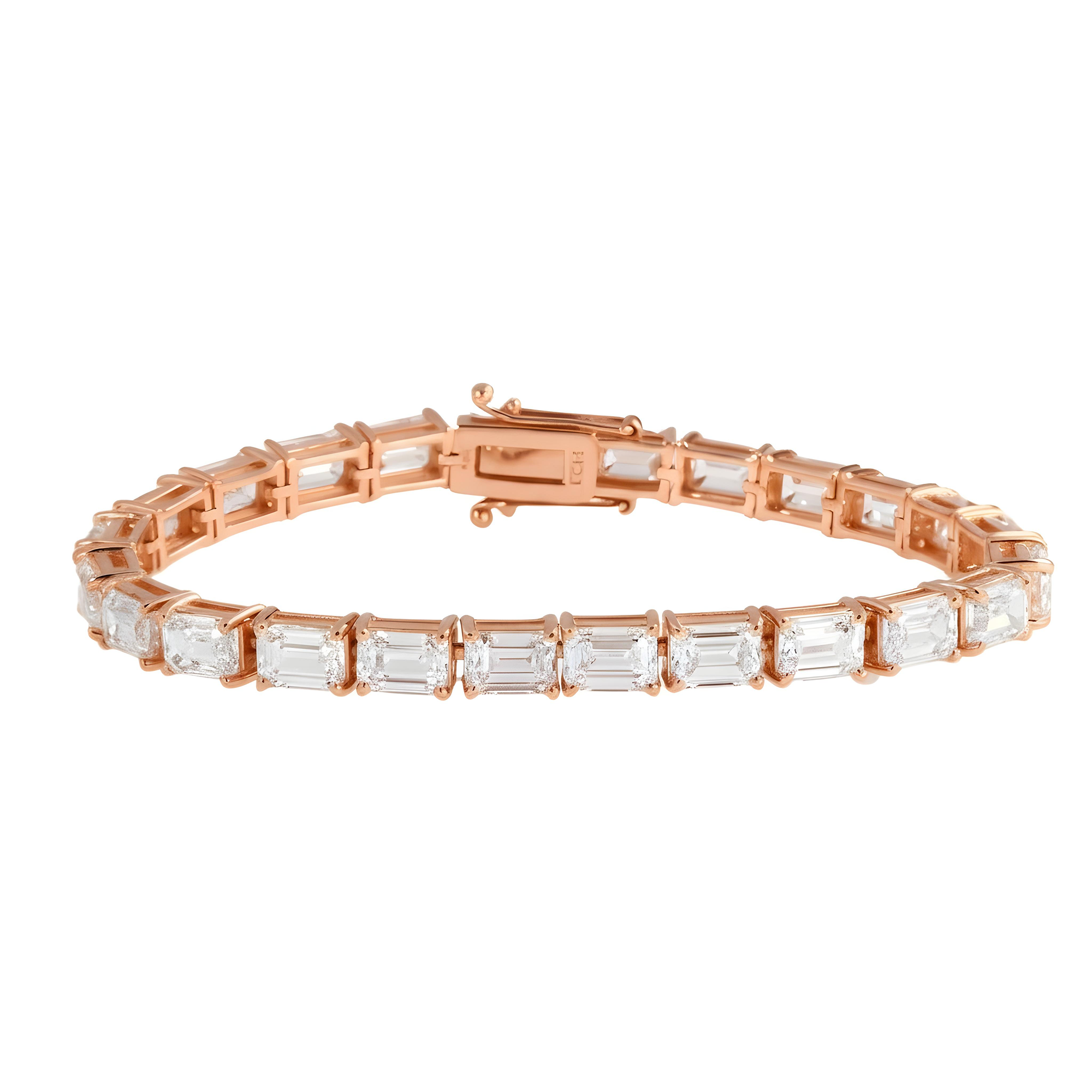 14K White Gold Emerald Cut Diamond Tennis Bracelet 24.21ct