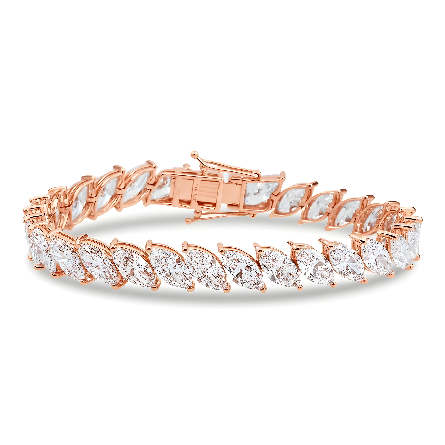 14K White Gold Marquise Cut Diamond Tennis Bracelet 31.0ct