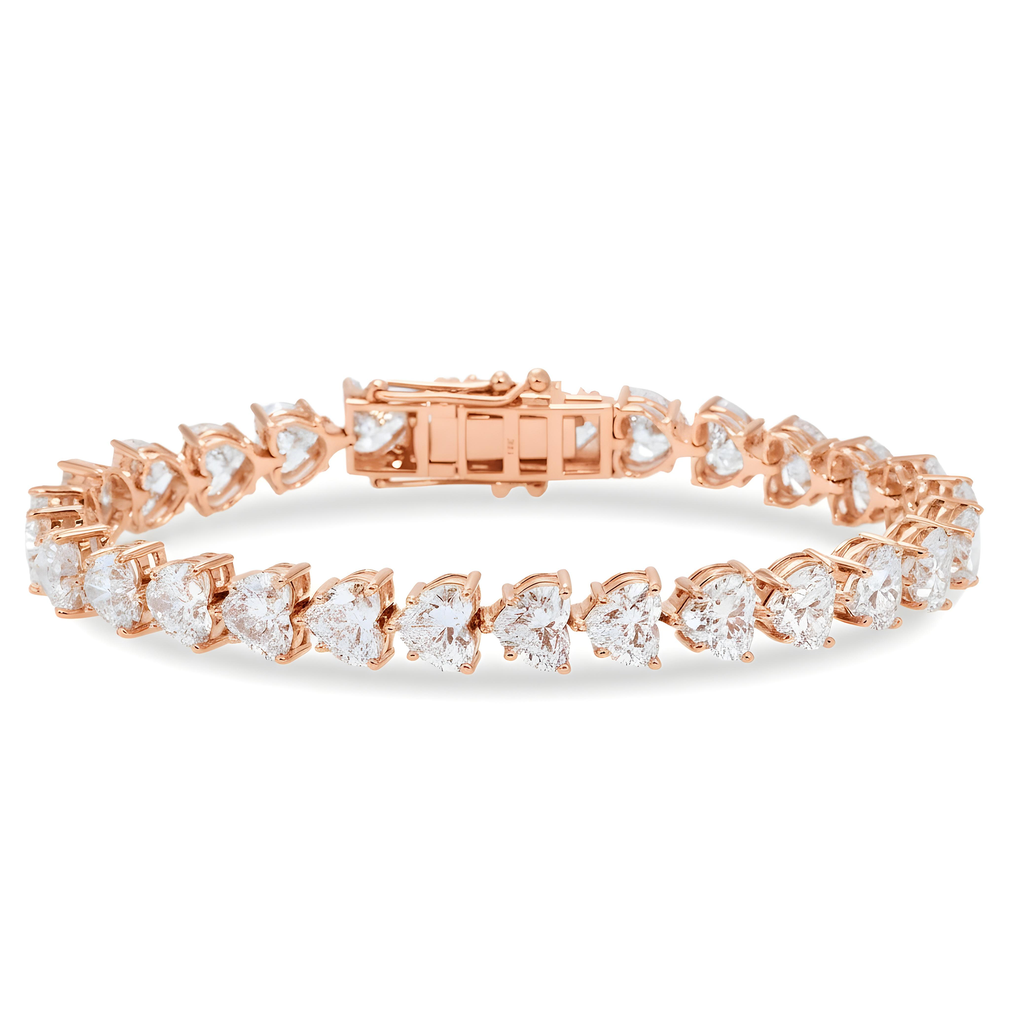 14K White Gold Heart Cut Diamond Bracelet 29.17ct