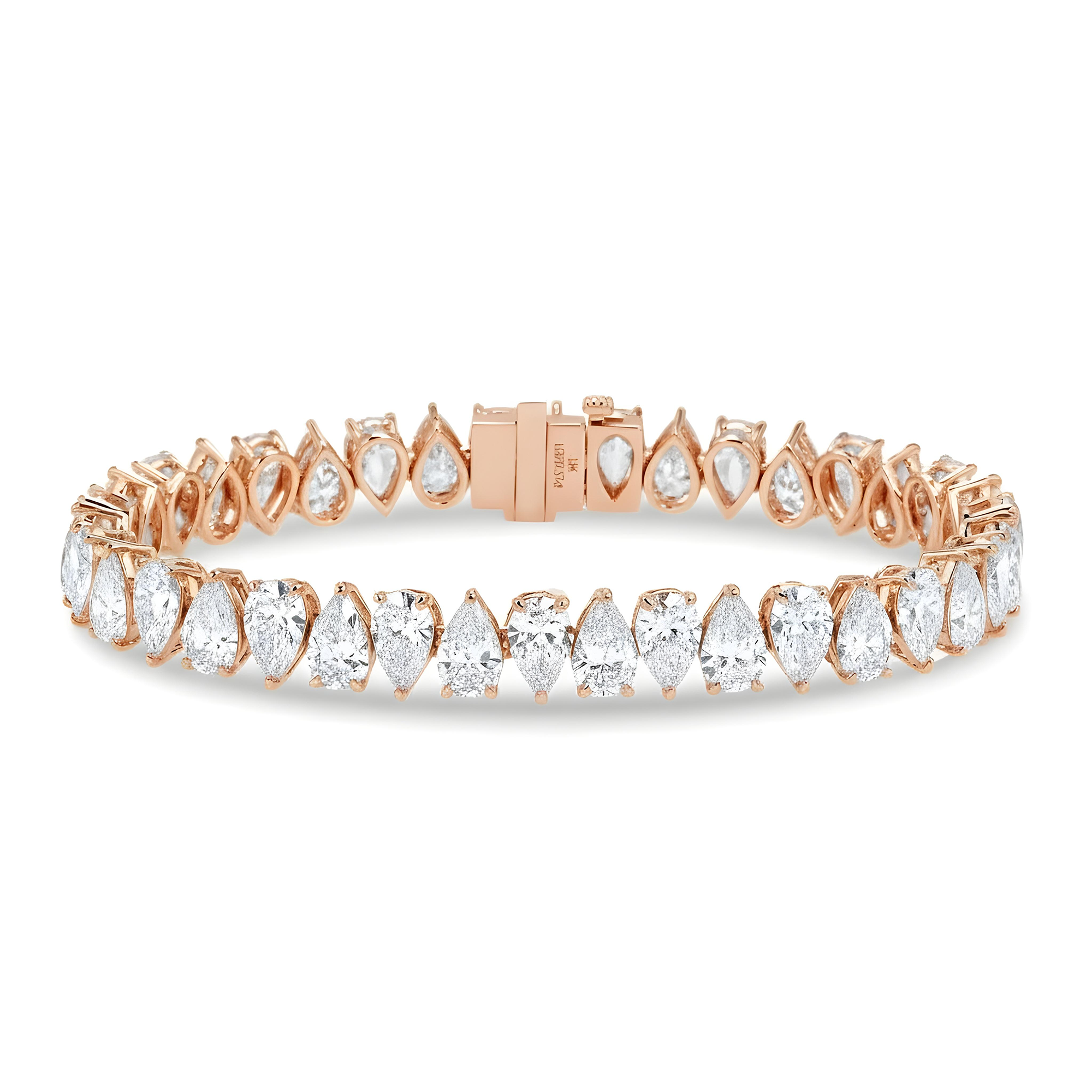18K White Gold Pear Cut Diamond Tennis Bracelet 17.57ct