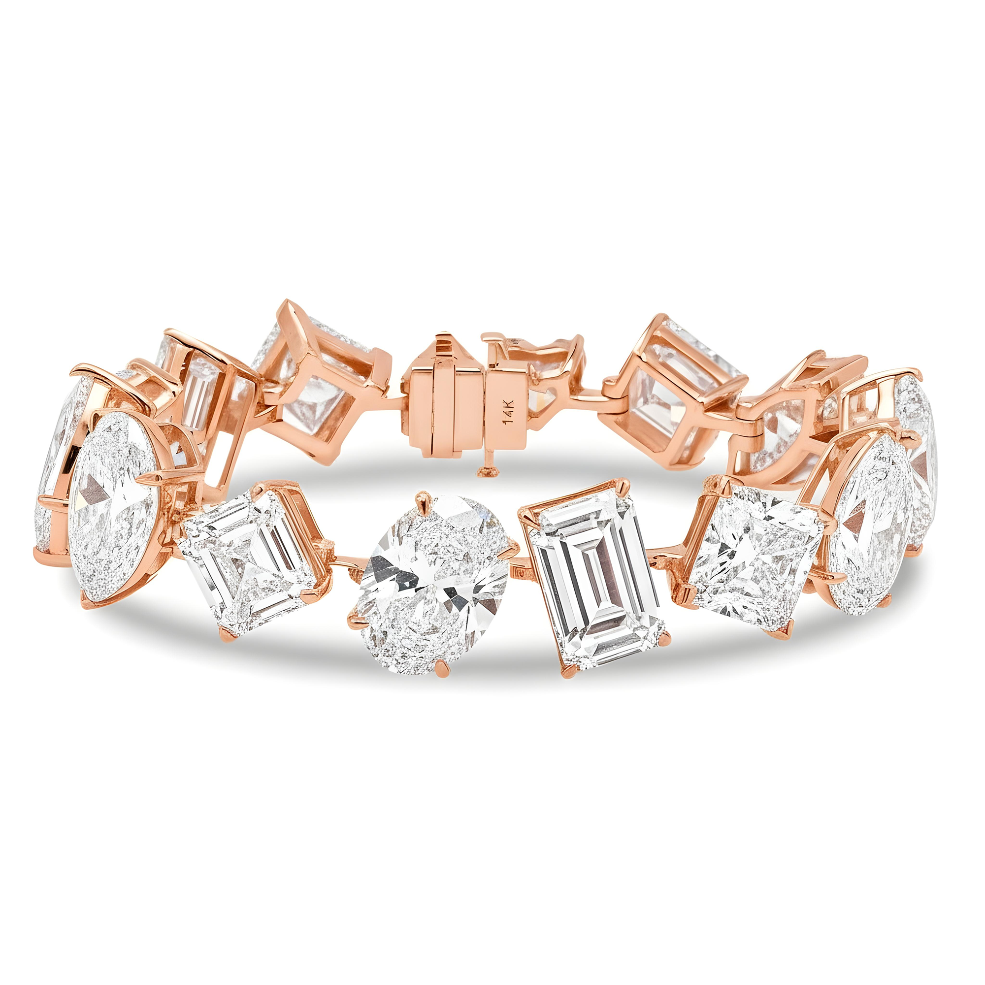 14K White Gold Multi Cut Diamond Eternal Goddess Bracelet 155ct