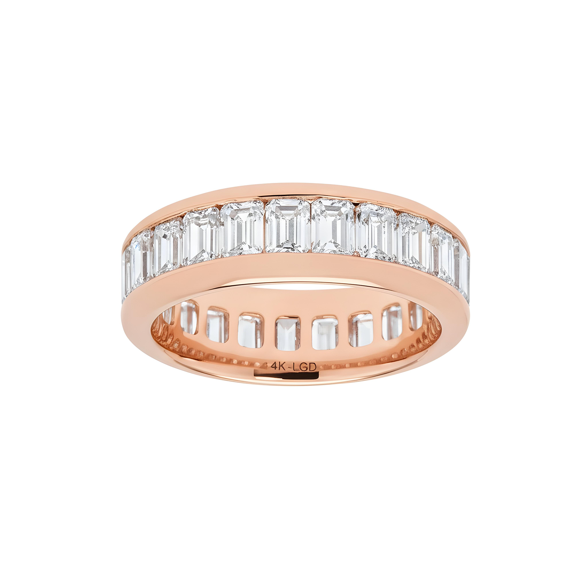 14K White Gold Channel Set Emerald Cut Diamond Eternity Ring 5.90ct