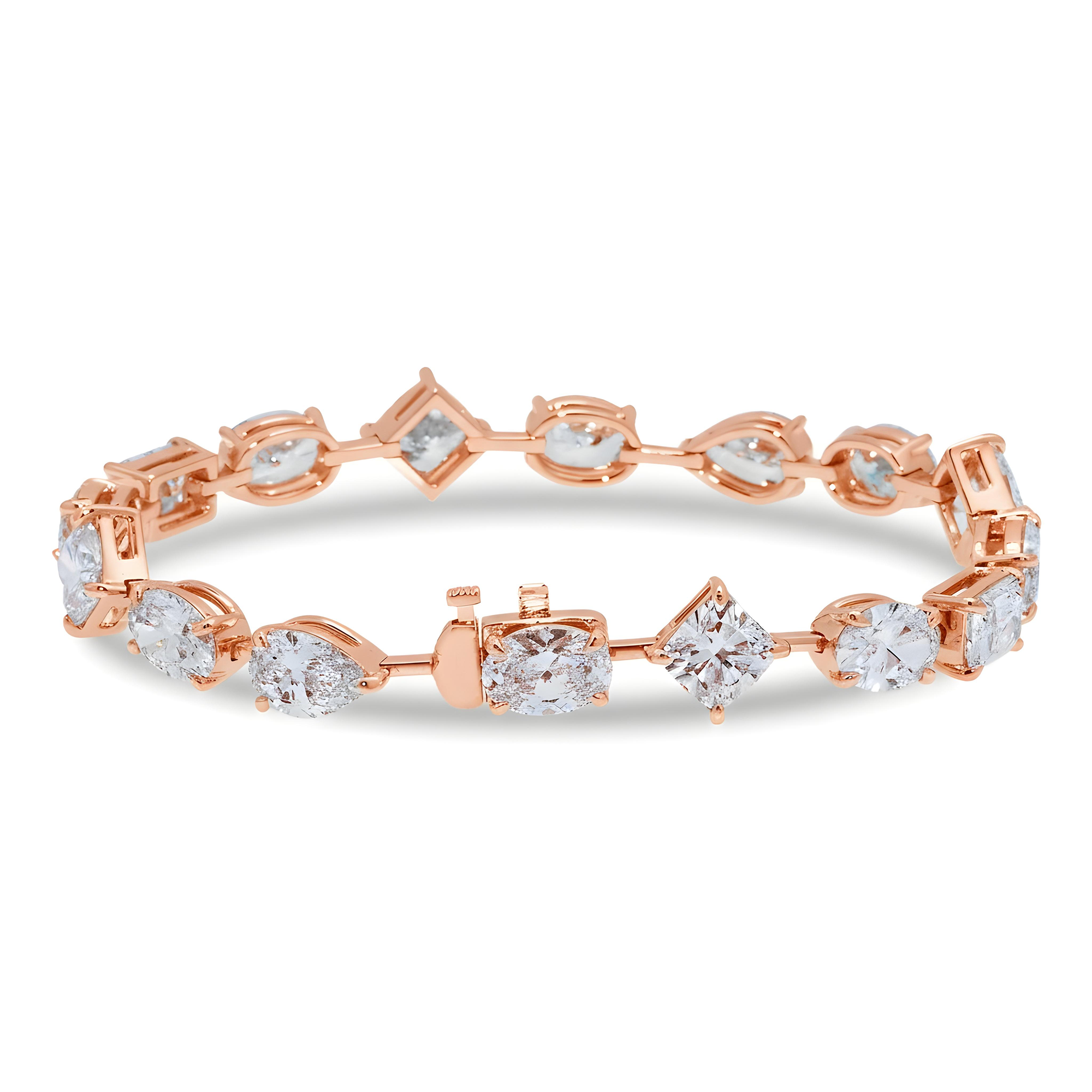 14K White Gold Multi Cut Satellite Diamond Bracelet 20.43ct