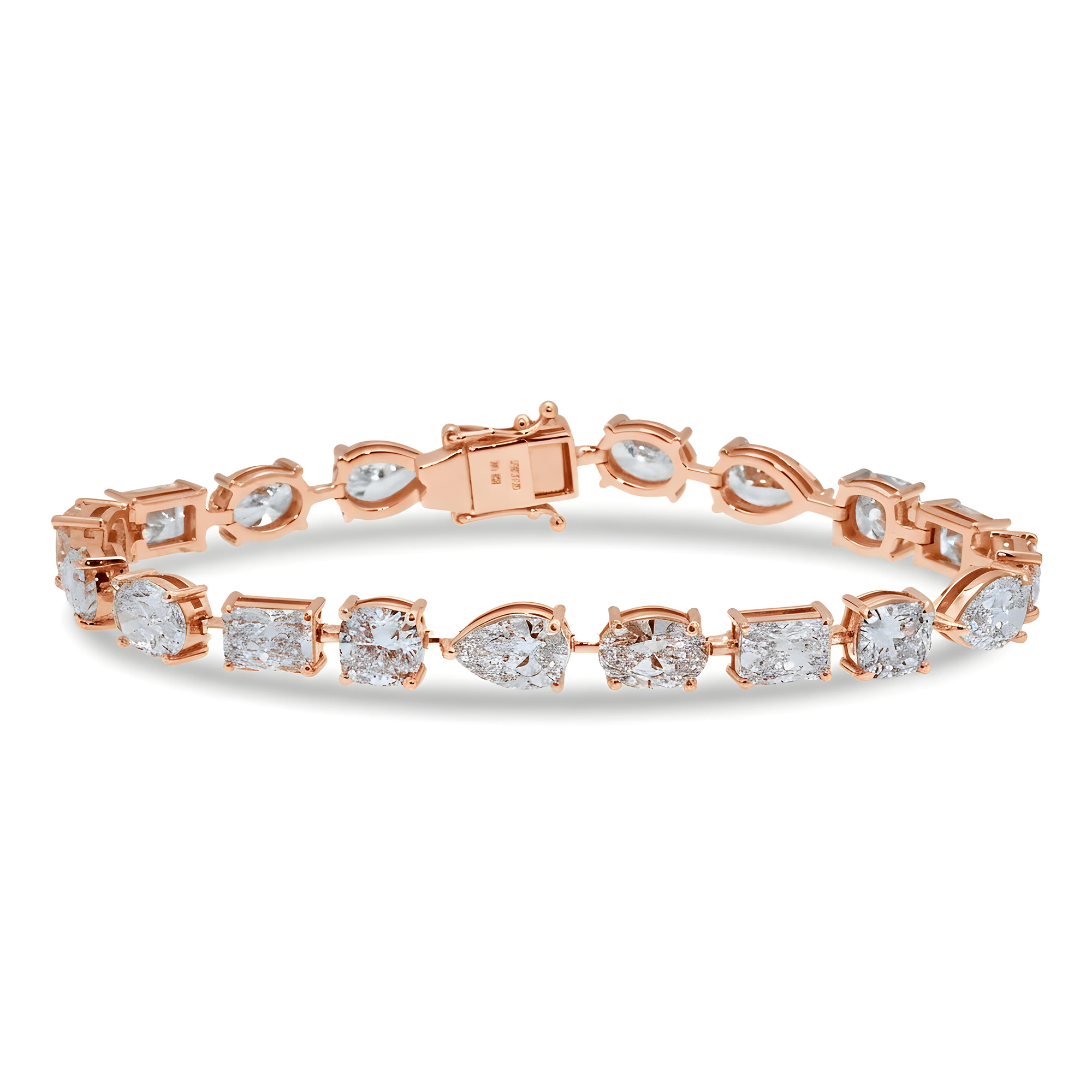 14K White Gold Multi Cut Diamond Satellite Bracelet 20.21ct