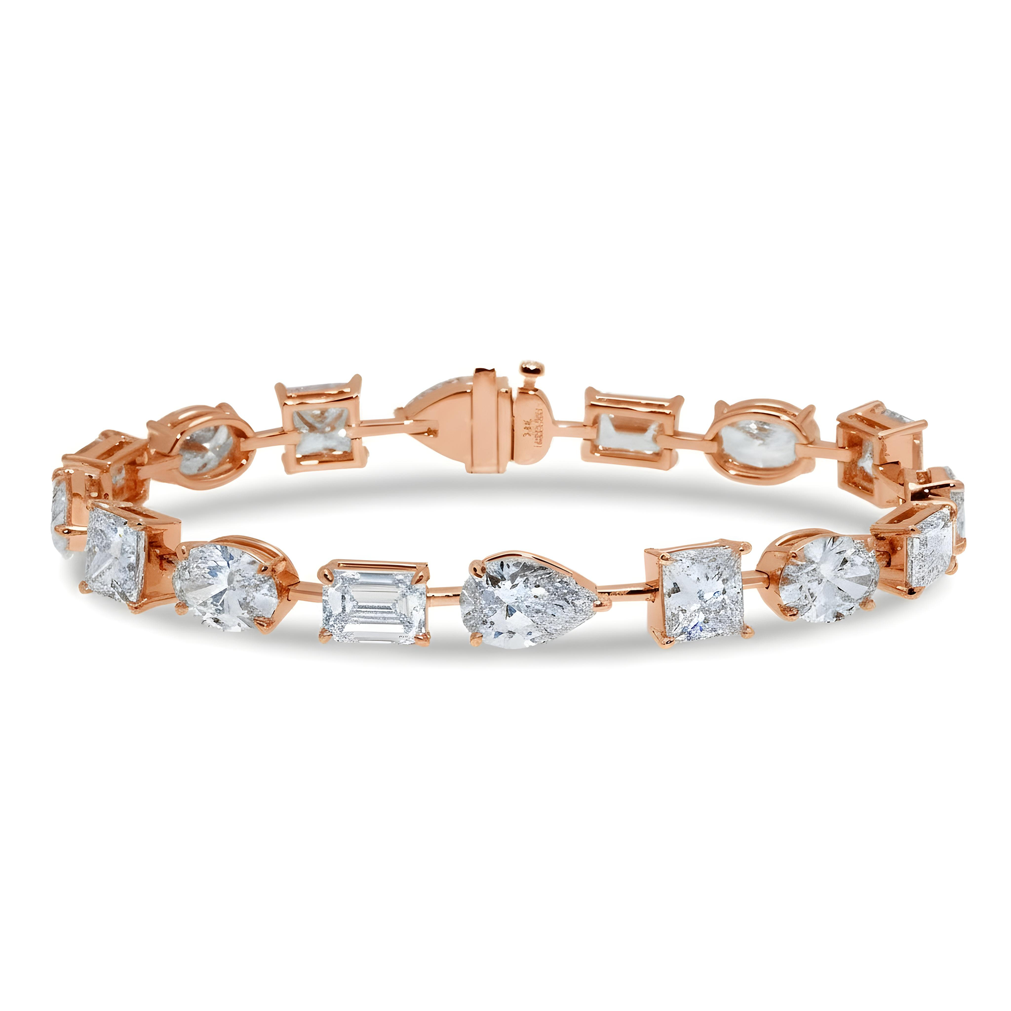 14K White Gold Multi Cut Diamond Bracelet 25.05ct