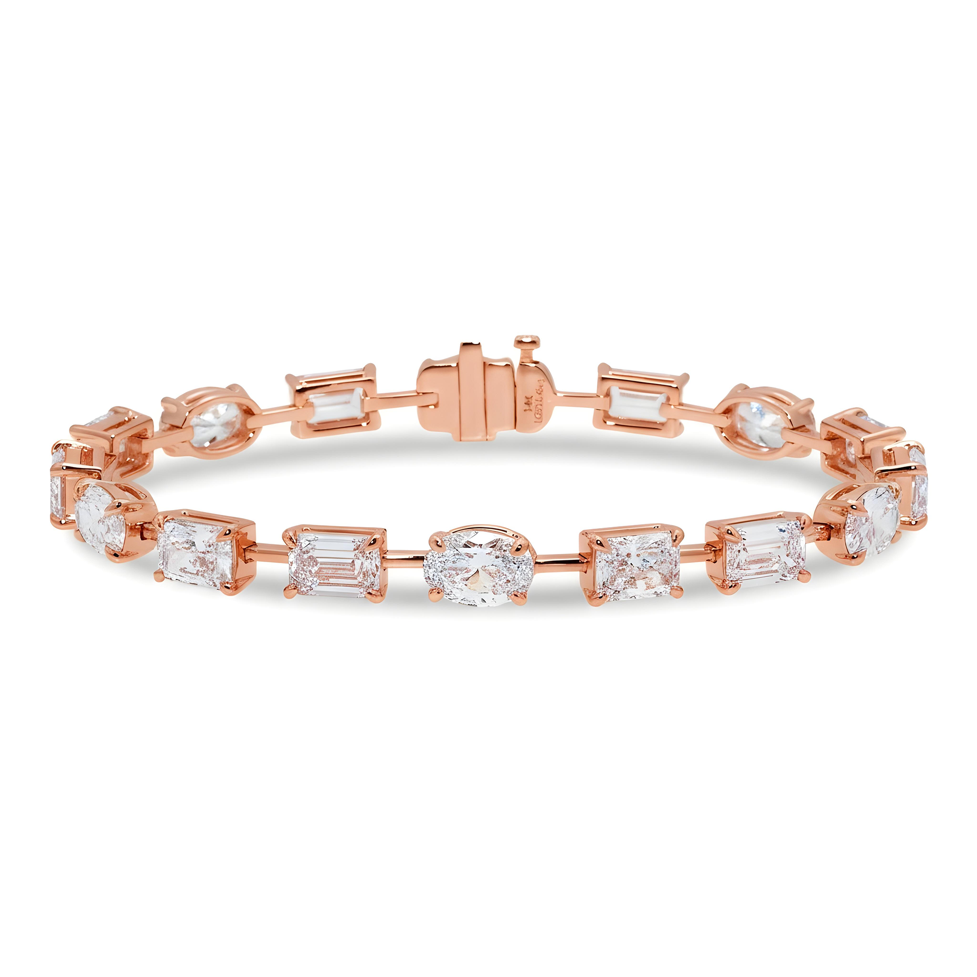 14K White Gold Multi Cut Diamond Satellite Bracelet 16.46ct