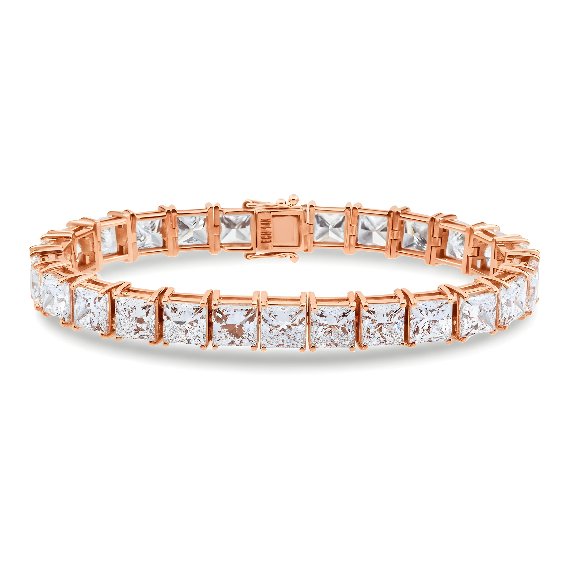 14K White Gold Princess Cut Diamond Tennis Bracelet 41.59