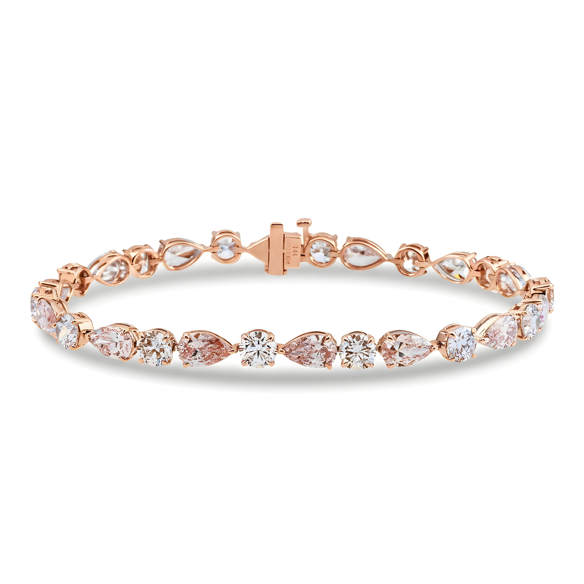 14K White Gold Fancy Pink & White Diamond Bracelet 13.45ct