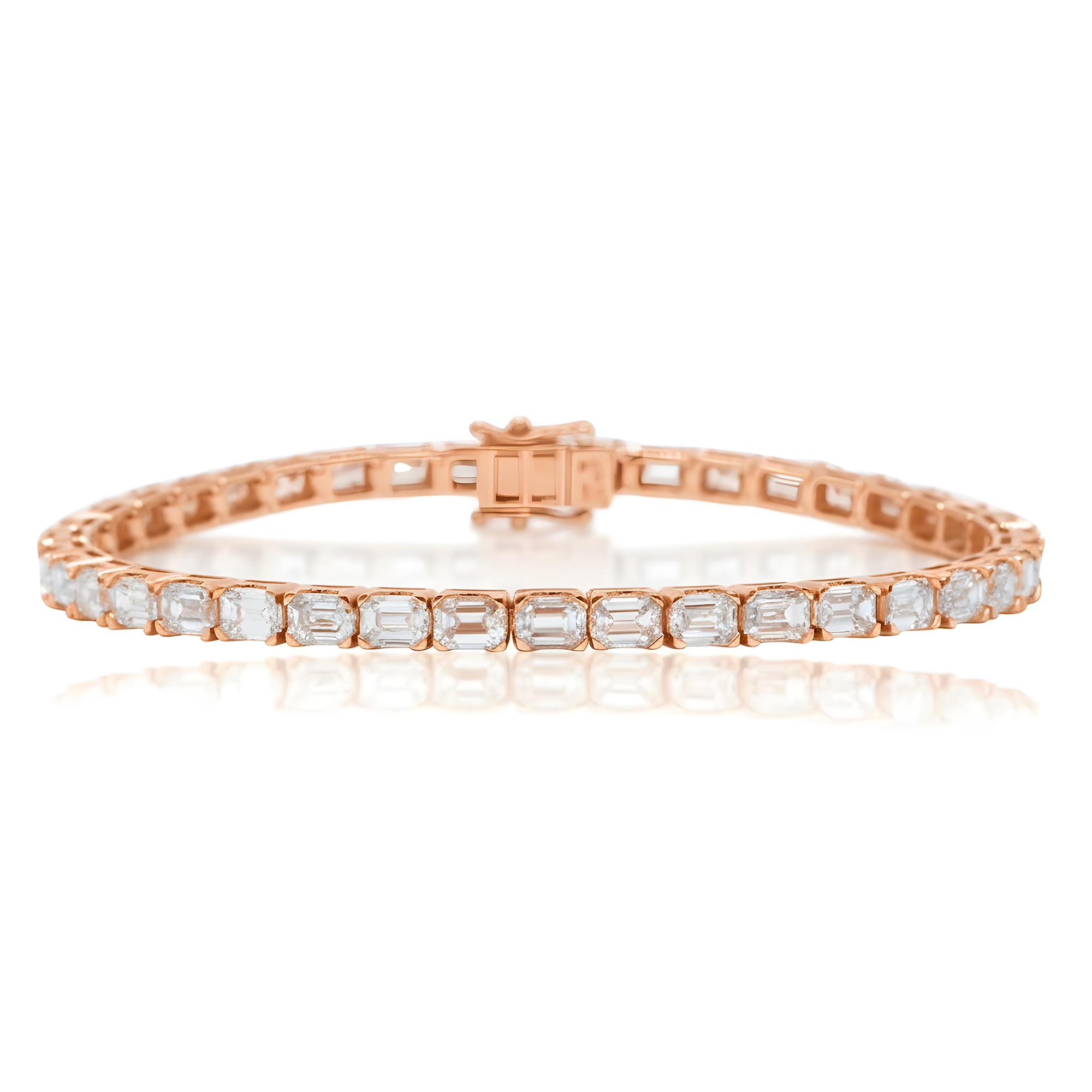 14K White Gold Round Diamond Tennis Bracelet 15.0ct
