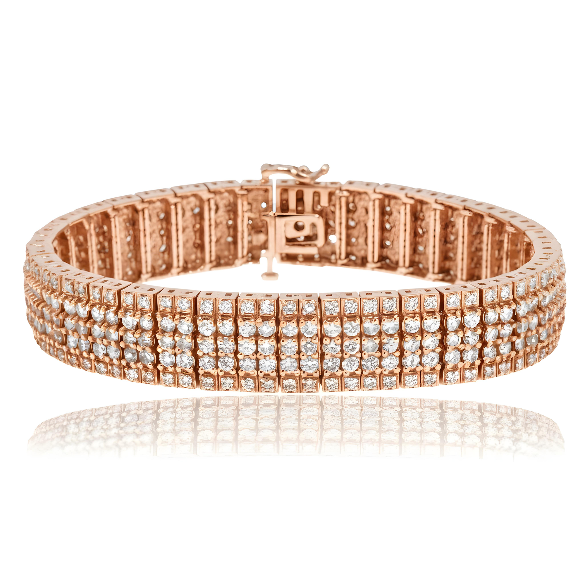 14K White Gold Five Row Round Diamond Tennis Bracelet 11.27ct