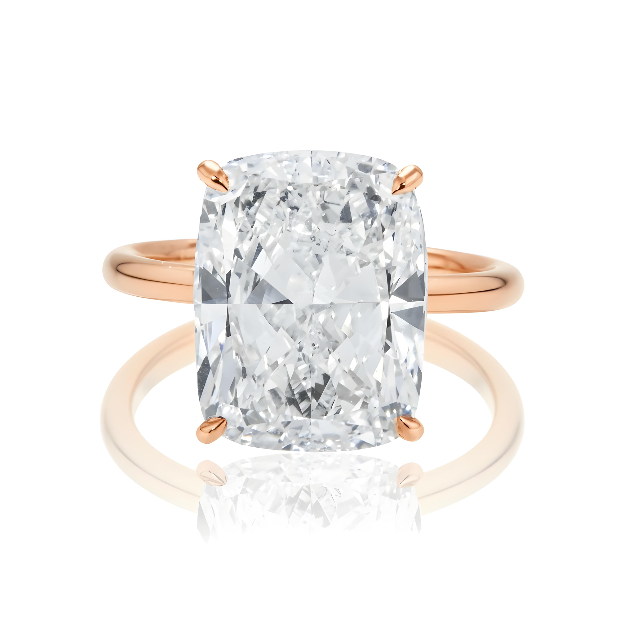 GIA Platinum Solitaire 10.01ct Cushion Cut Diamond Engagement Ring