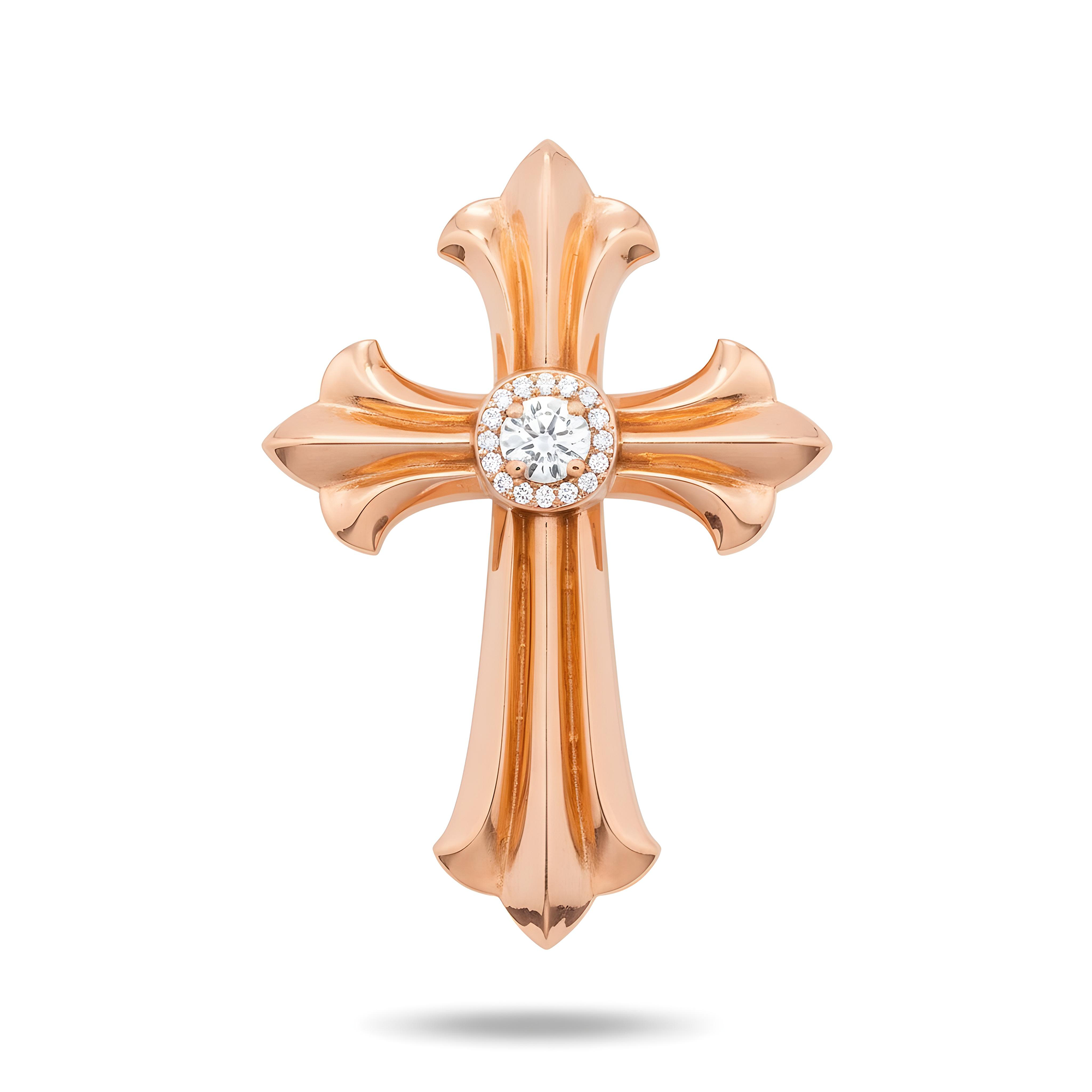 18K White Gold Round Diamond Cross Pendant 0.36ct