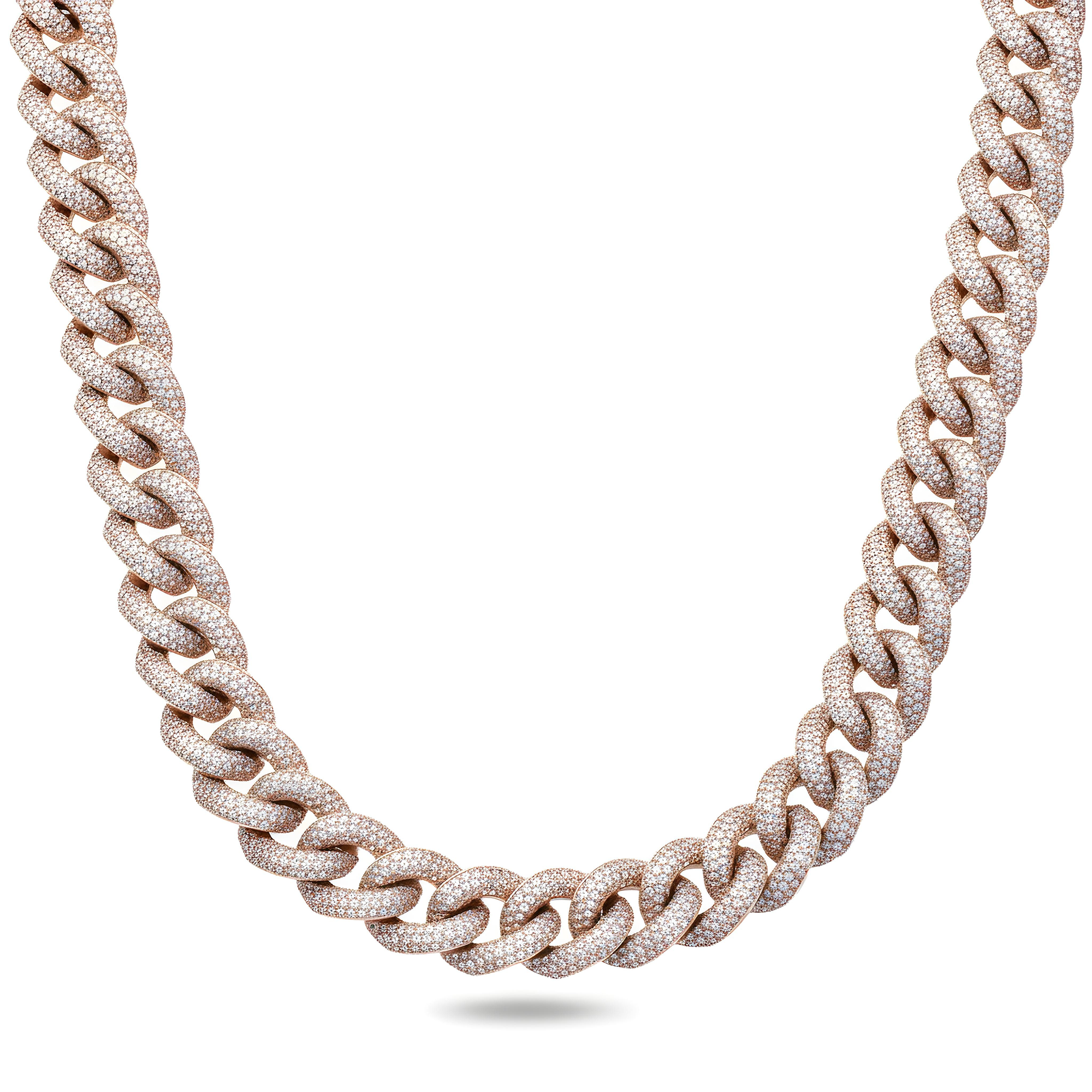 14K Yellow Gold Round Diamond Cuban Link Chain 52.0ct