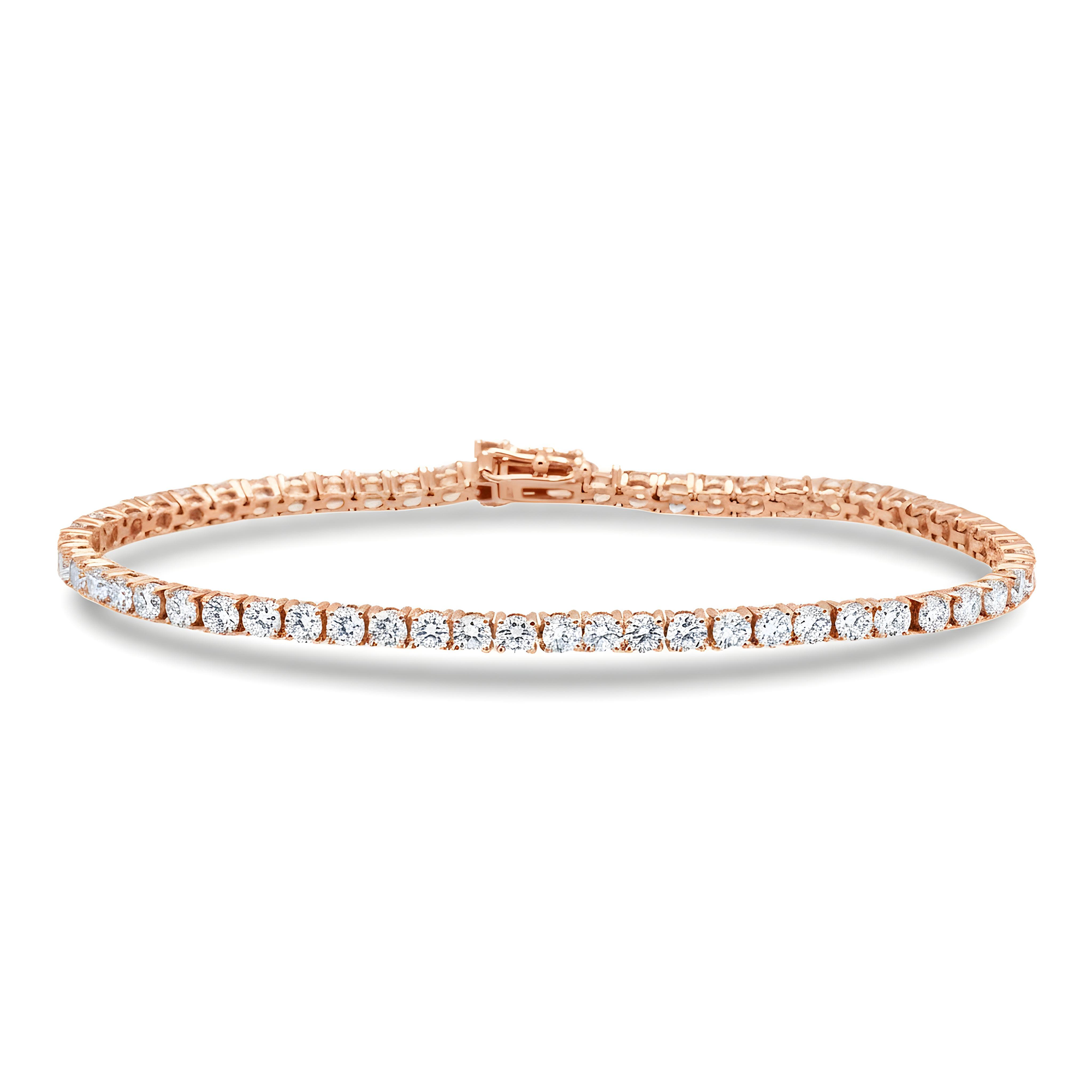 White Gold Round Cut Diamond Tennis Bracelet 4.97ct (6.5"-8.5")