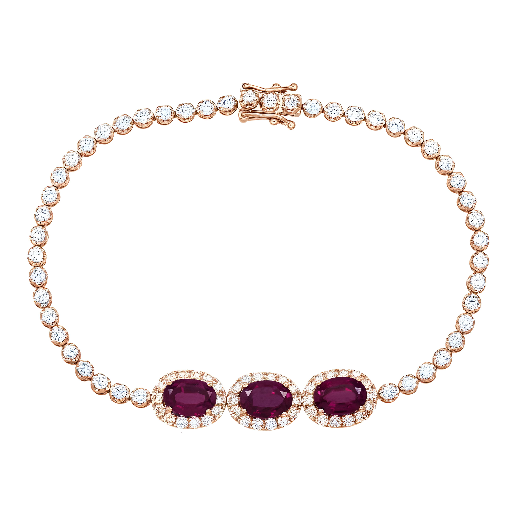 White Gold Oval Cut Ruby & Diamond Bracelet 5.34ctw