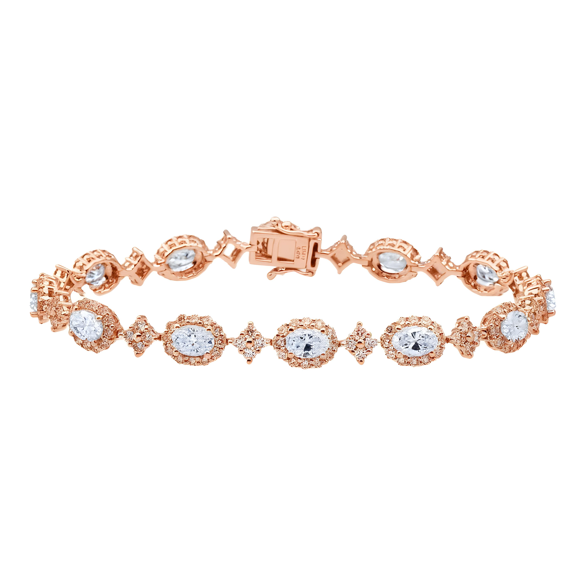 White Gold Oval & Round Diamond Bracelet 7.12ct