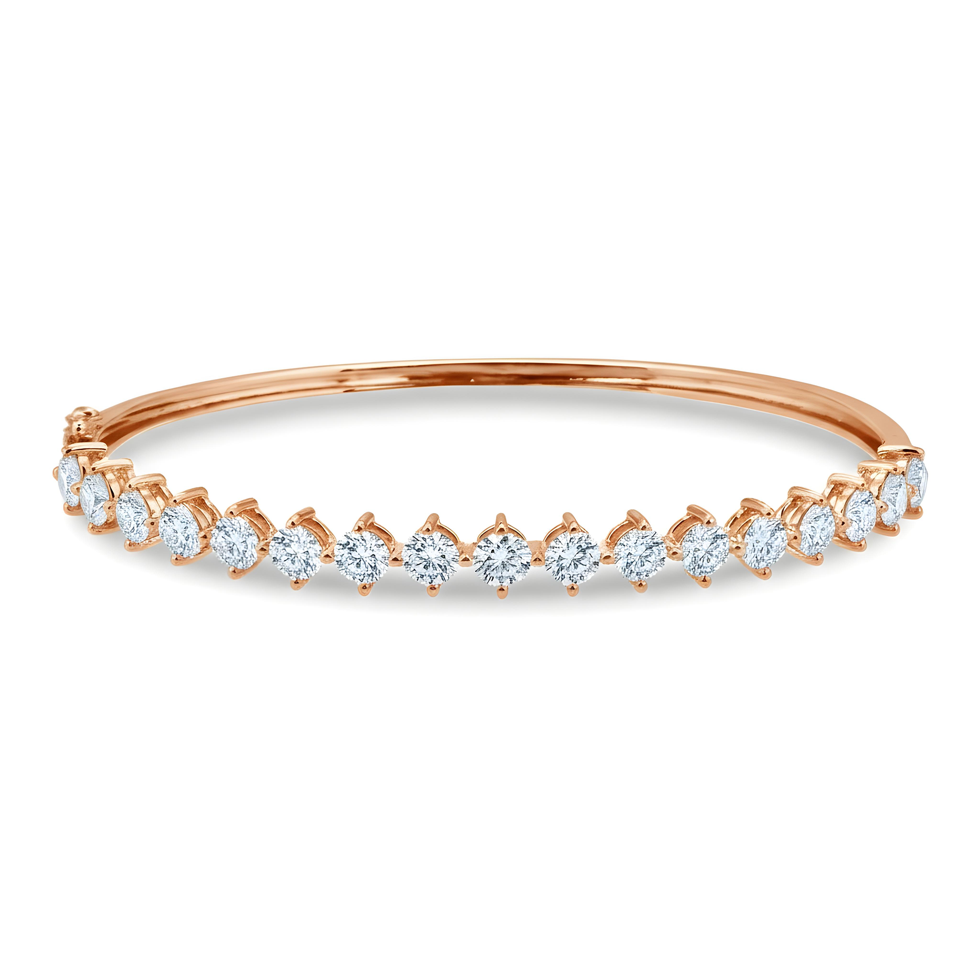 White Gold Round Diamond Satellite Bangle Bracelet 3.74ct