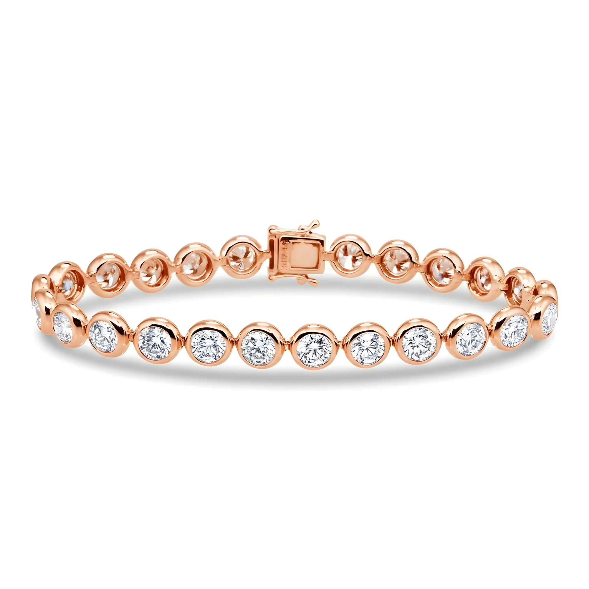 White Gold Bezel Set Round Diamond Tennis Bracelet 8.25ct