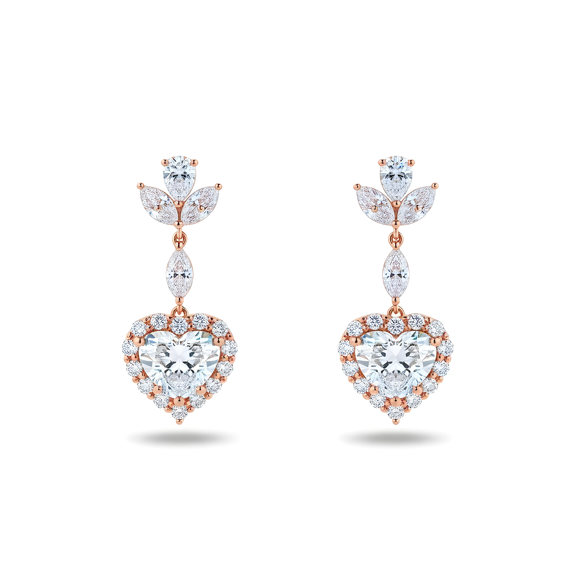 IGI 18K White Gold Heart Cut Diamond Drop Earrings 4.65ctw