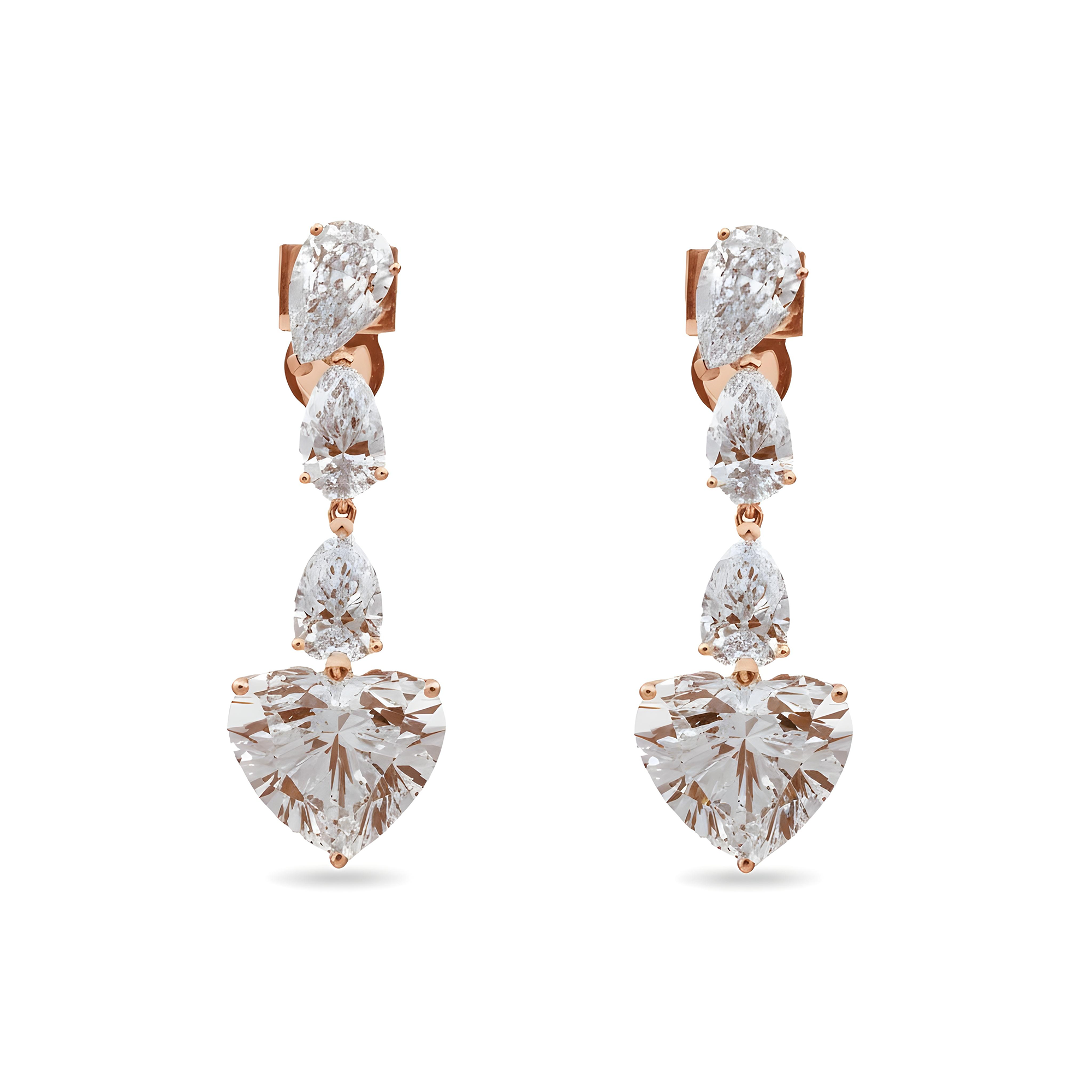 IGI 18K White Gold Pear & Heart Cut Diamond Drop Earrings 14.72ctw