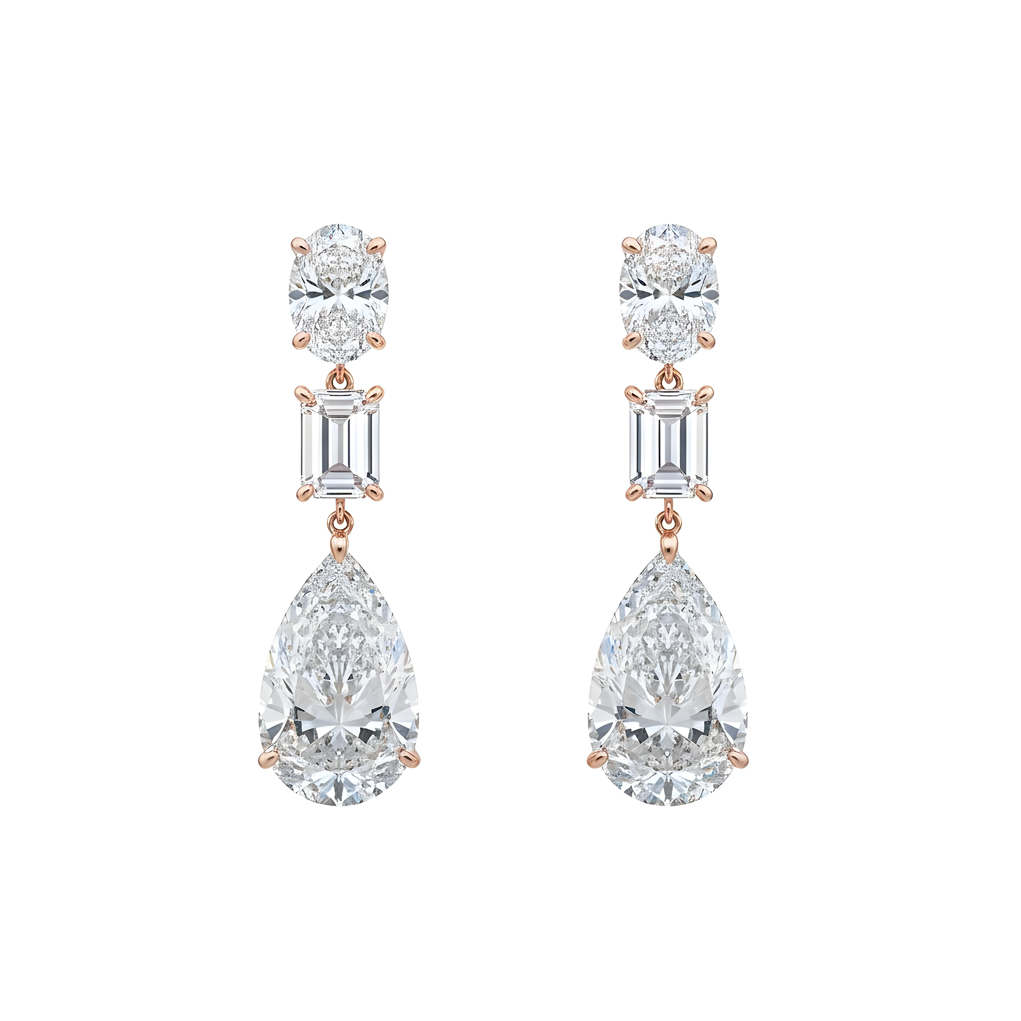IGI 18K White Gold Multi Cut Diamond Drop Earrings 12.51ctw
