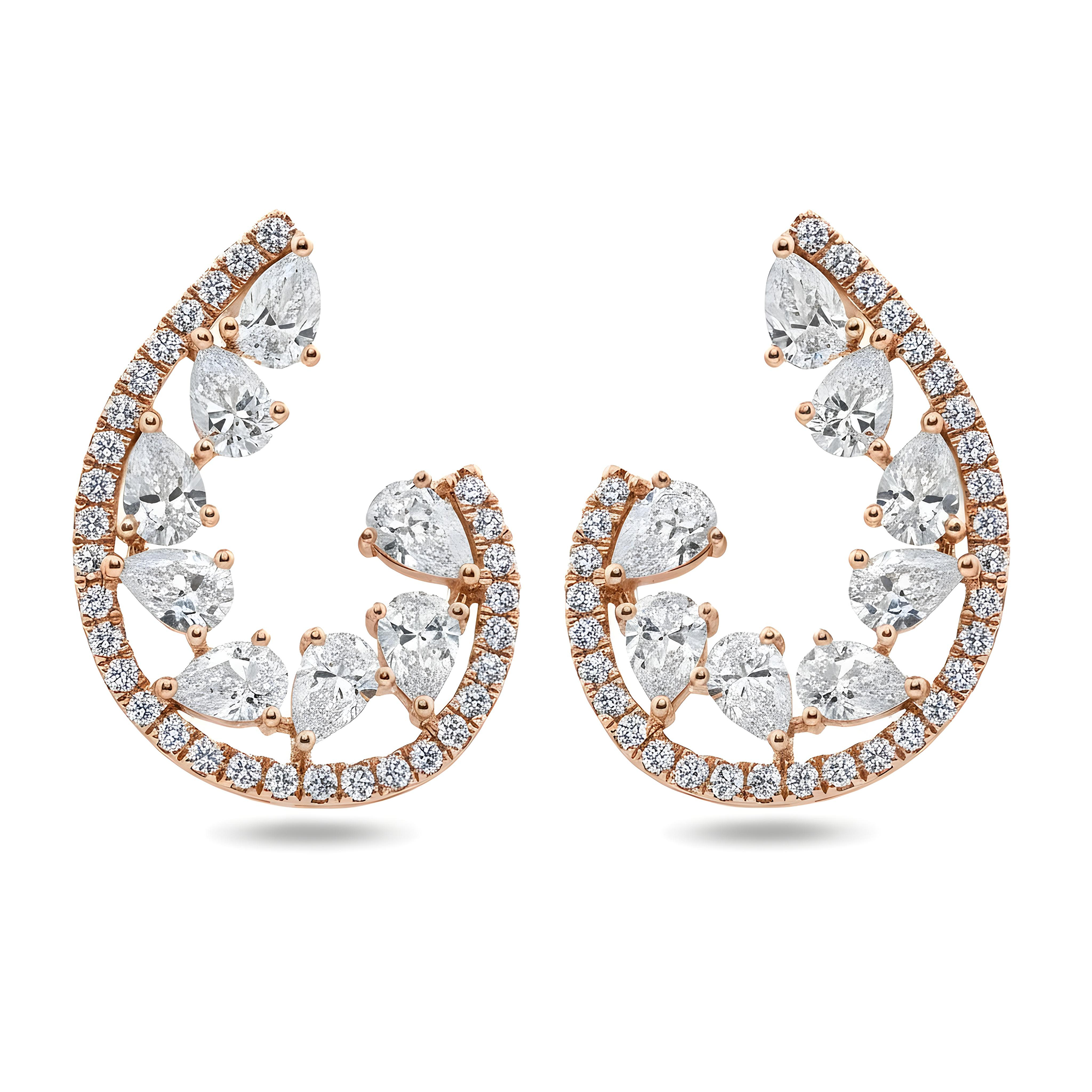 White Gold Pear & Round Diamond Drop Earrings 3.69ct
