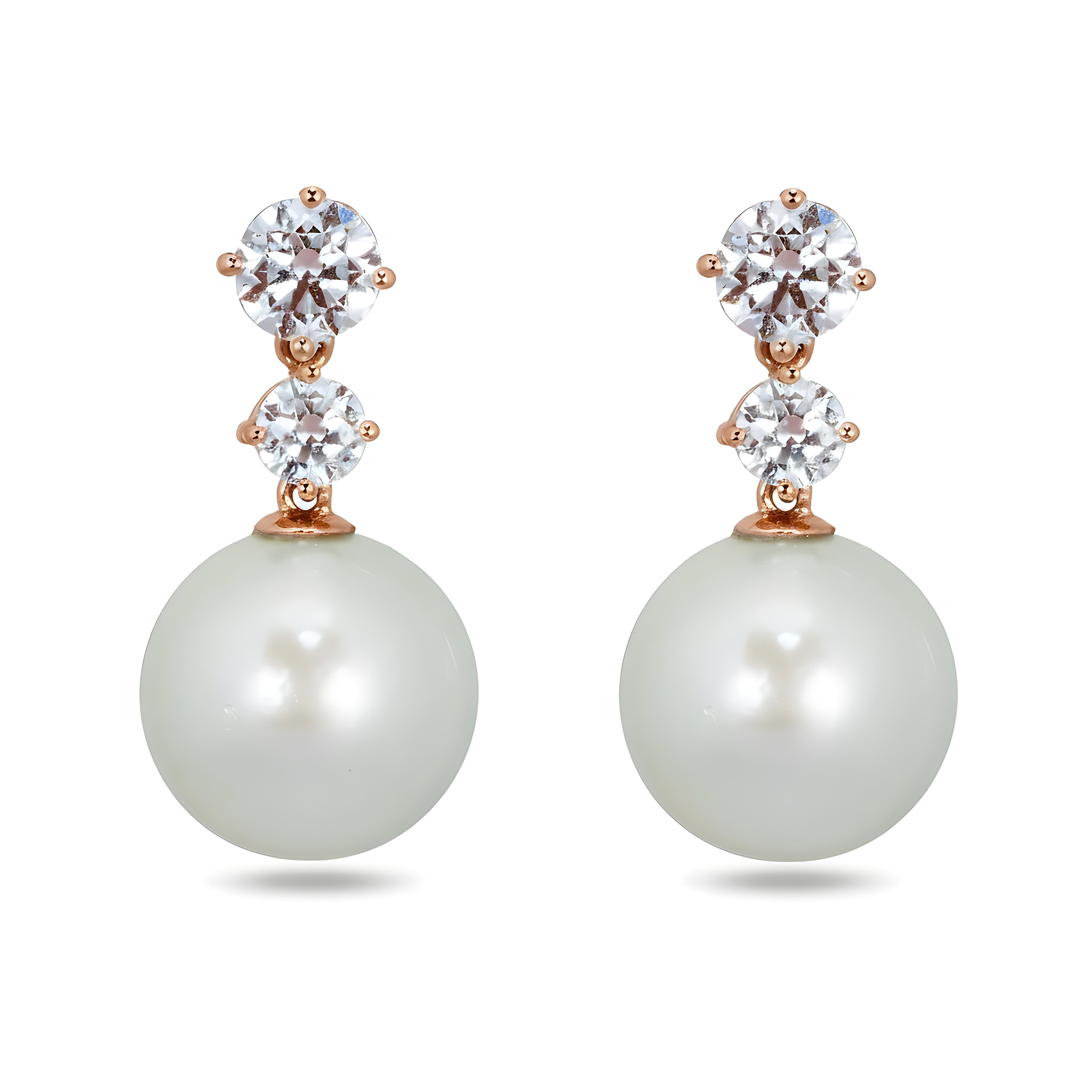 White Gold Round Diamond & Pearl Necklace 1.26ctw (matching set)