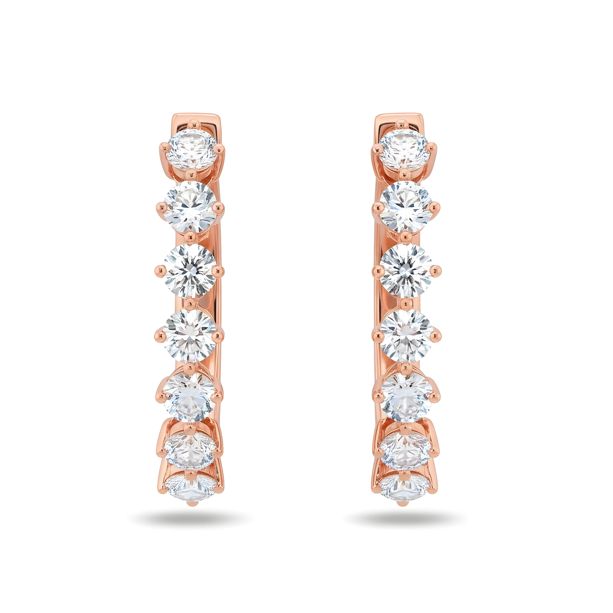 White Gold Round Cut Diamond Inside Hoop Earrings 4.51ctw