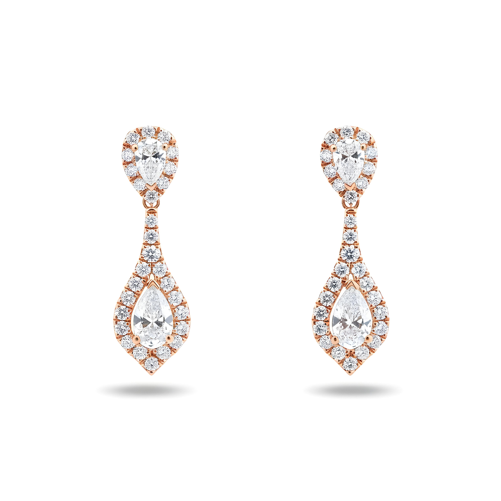 White Gold Round & Pear Cut Diamond Drop Earrings 1.64ctw
