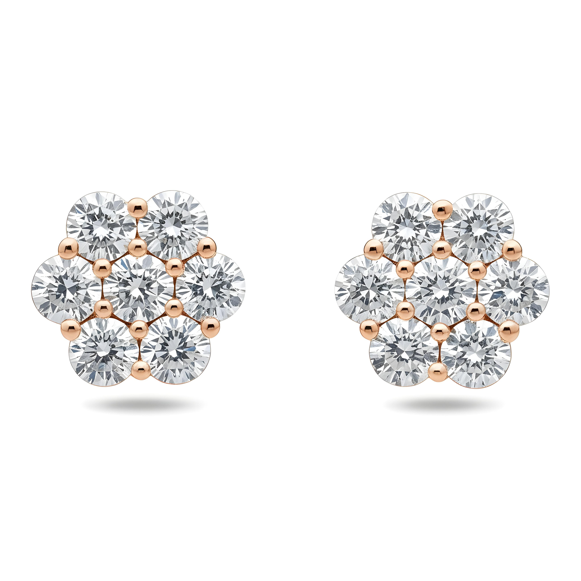 White Gold Round Diamond Cluster Stud Earrings 2.50ct