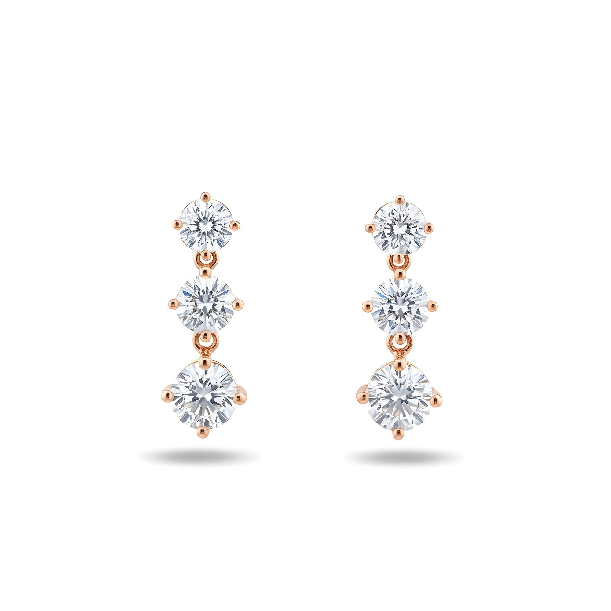White Gold Round Diamond Drop Earrings 2.10ctw