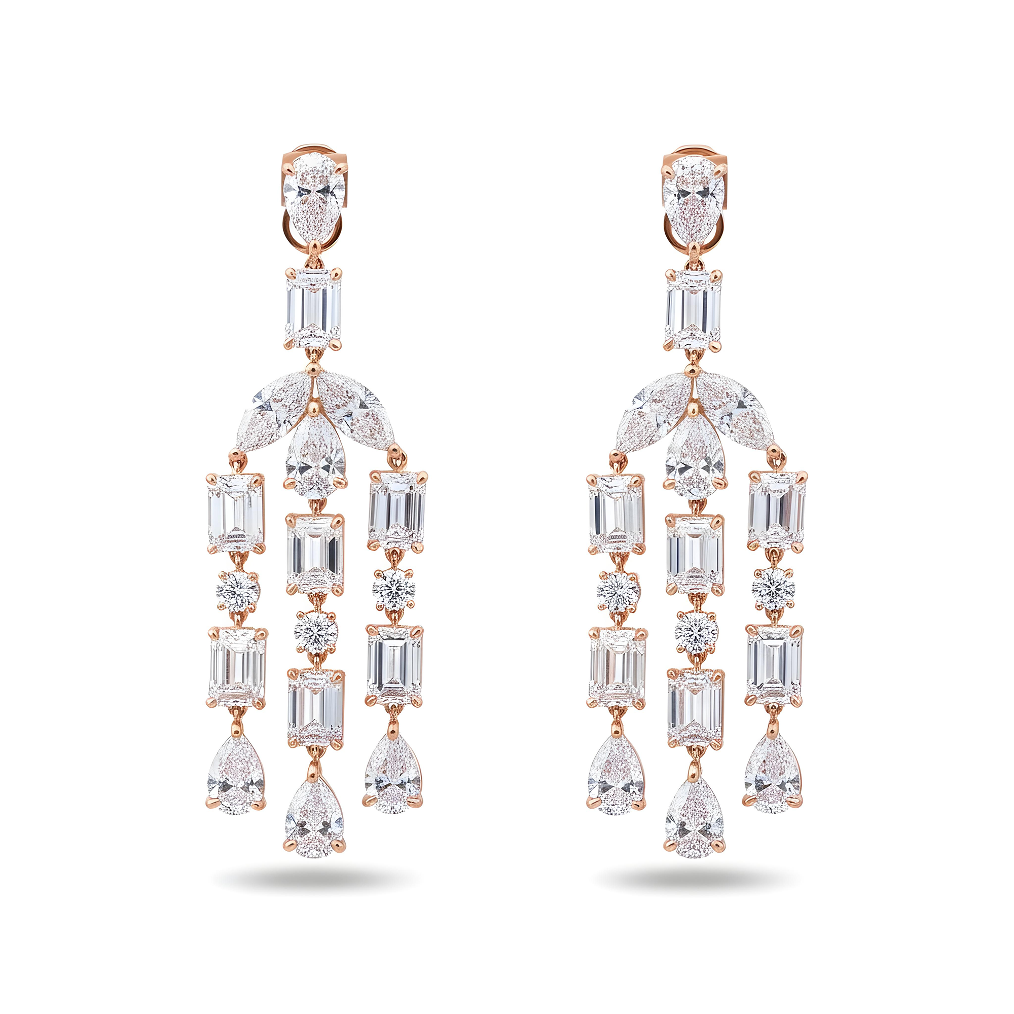10K White Gold Multi Cut Diamond Drop Earrings 28.82ctw