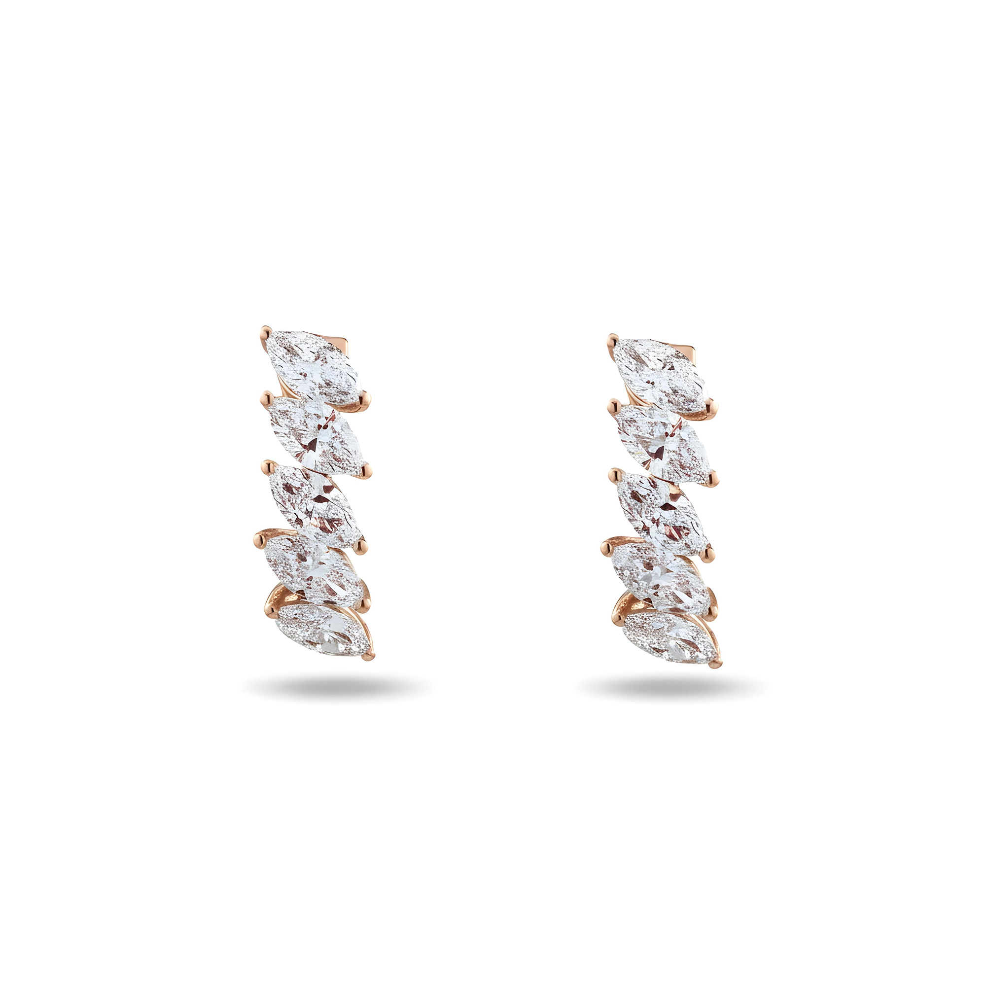 White Gold Marquise Cut Diamond Hoop Earrings 3.10ctw