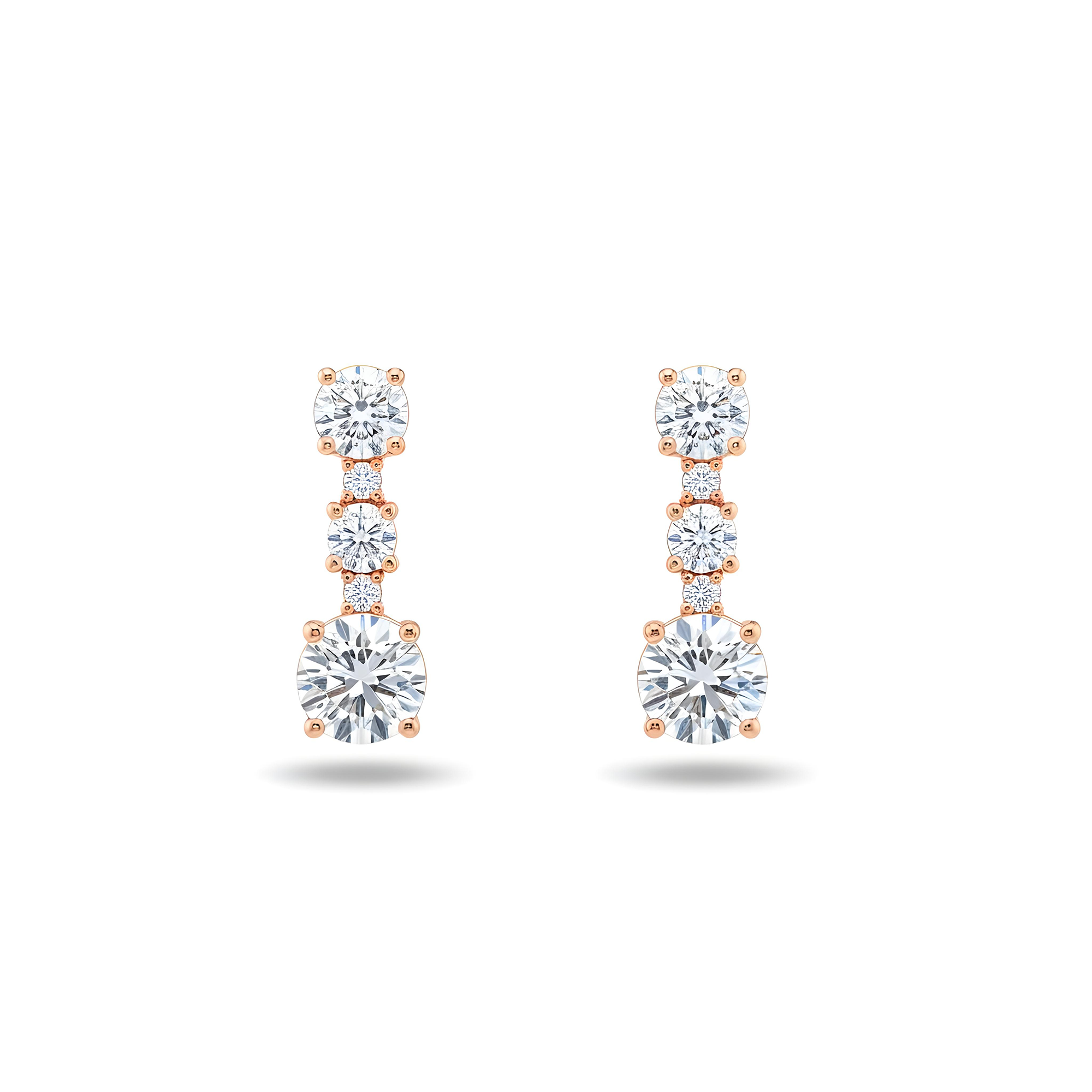 White Gold Round Diamond Drop Earrings 3.07ctw