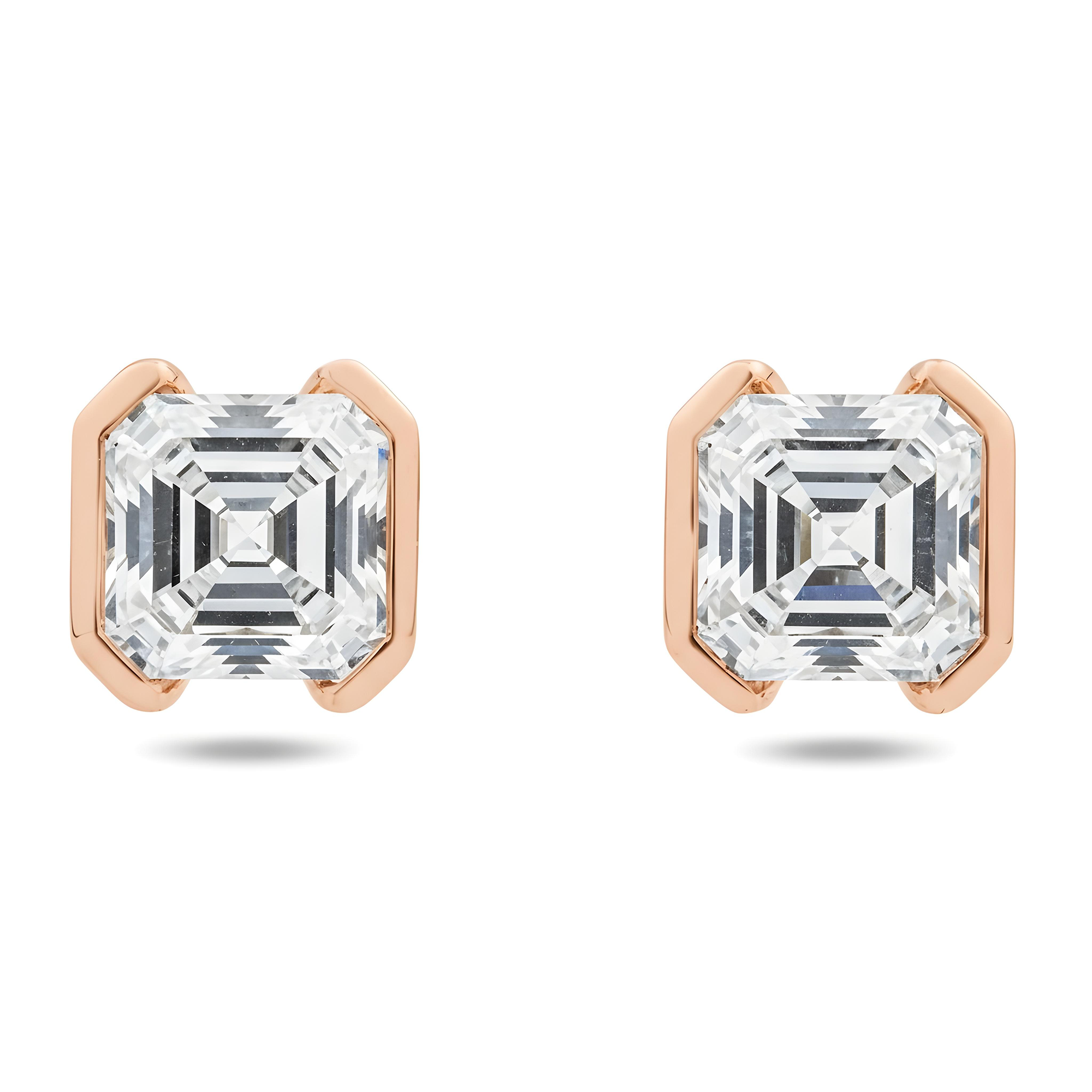 White Gold Asscher Cut Diamond Stud Earrings 1.87ctw