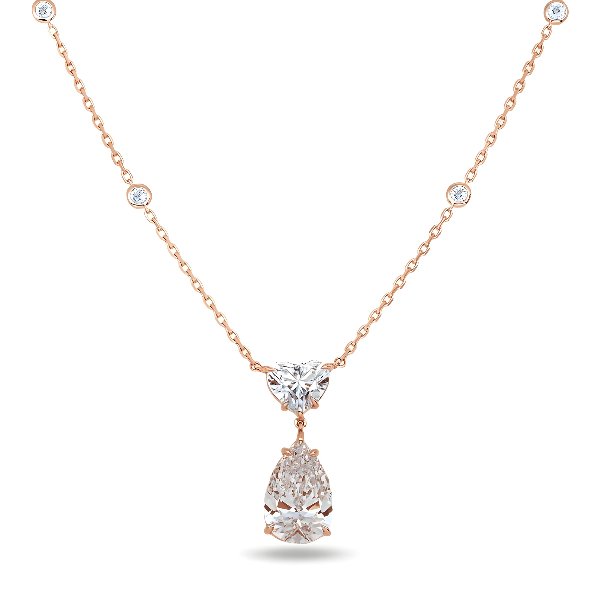 IGI 18K White Gold Multi Cut Diamond Necklace 6.24ctw