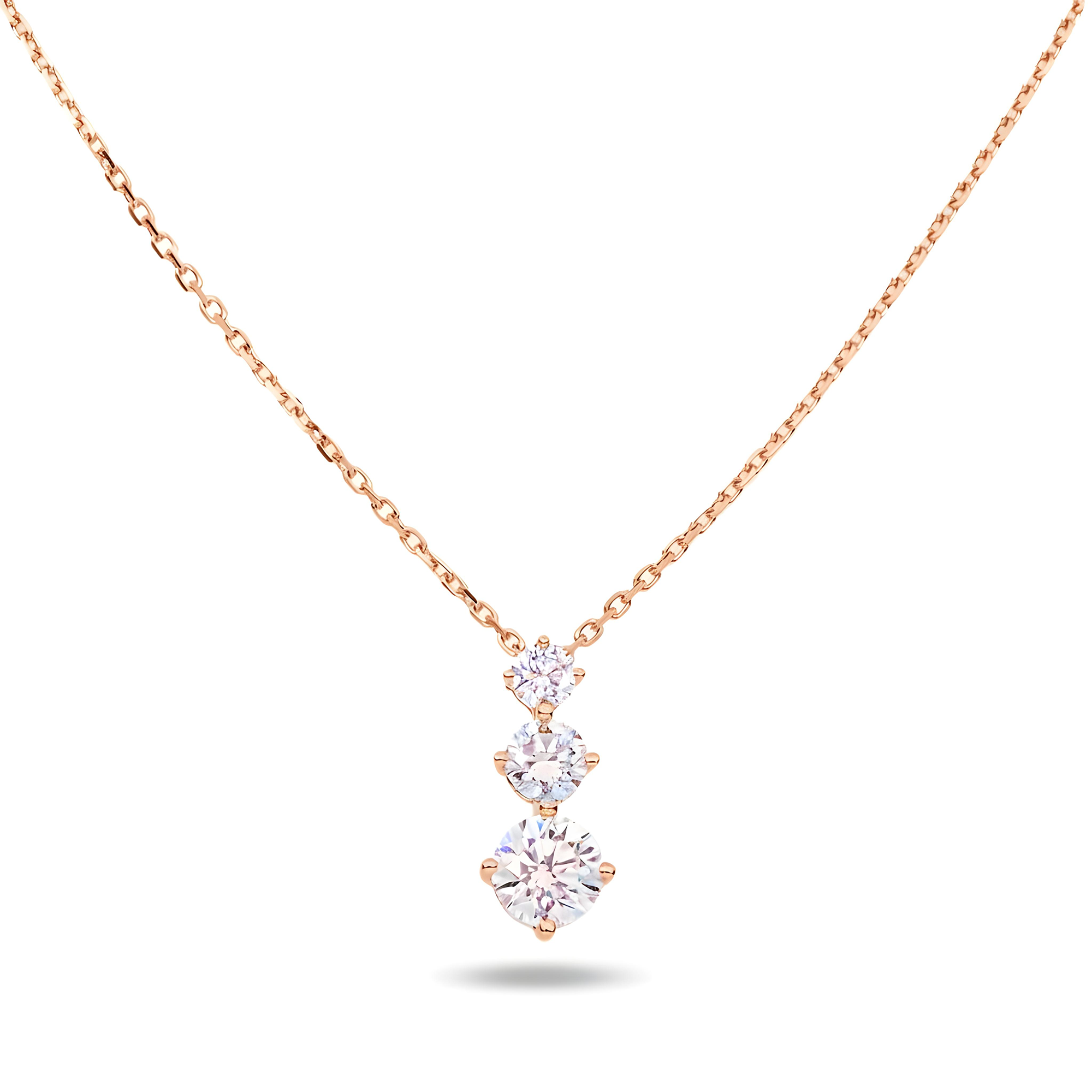 White Gold Round Diamond Drop Necklace 1.17ct