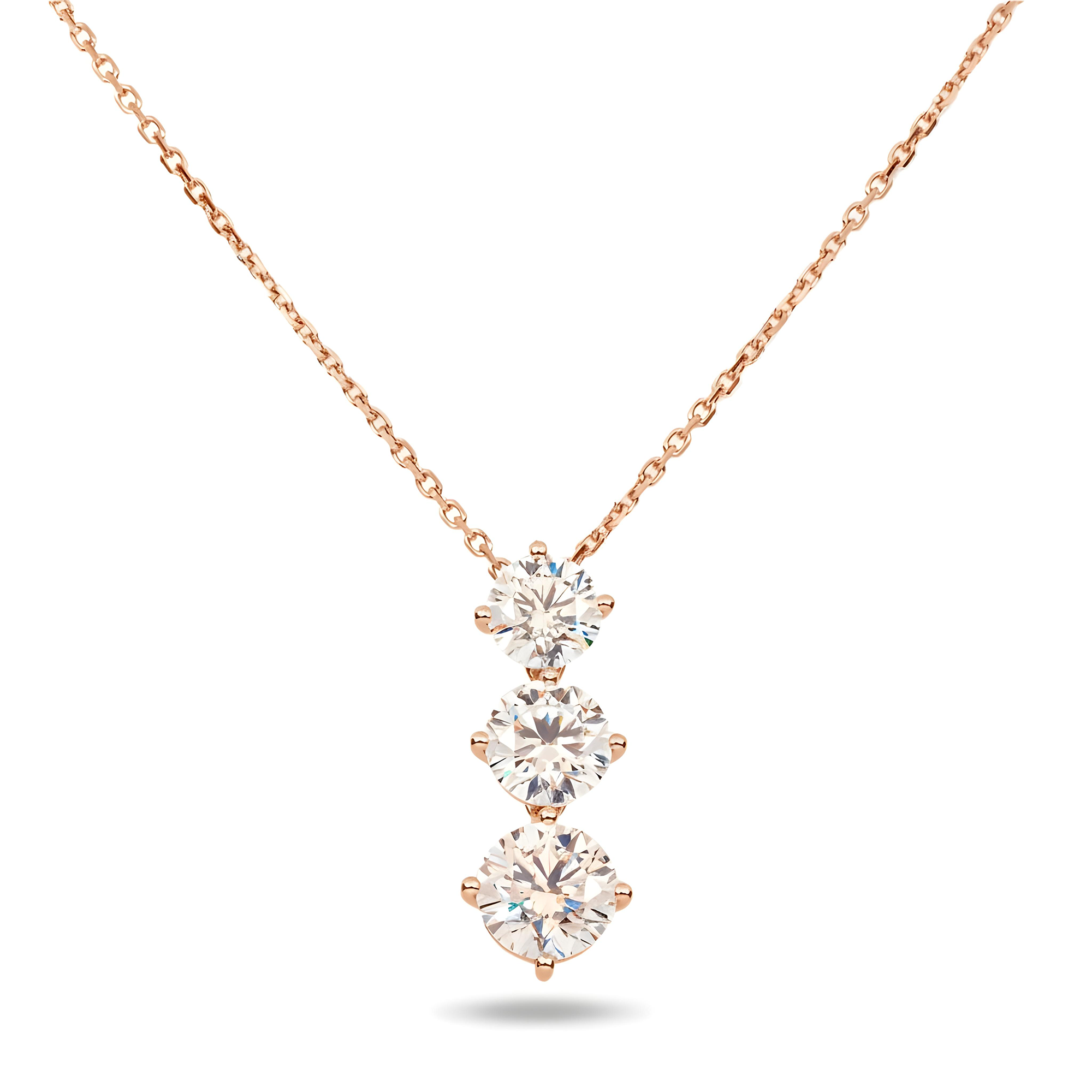 White Gold Round Diamond Drop Necklace 2.76ct