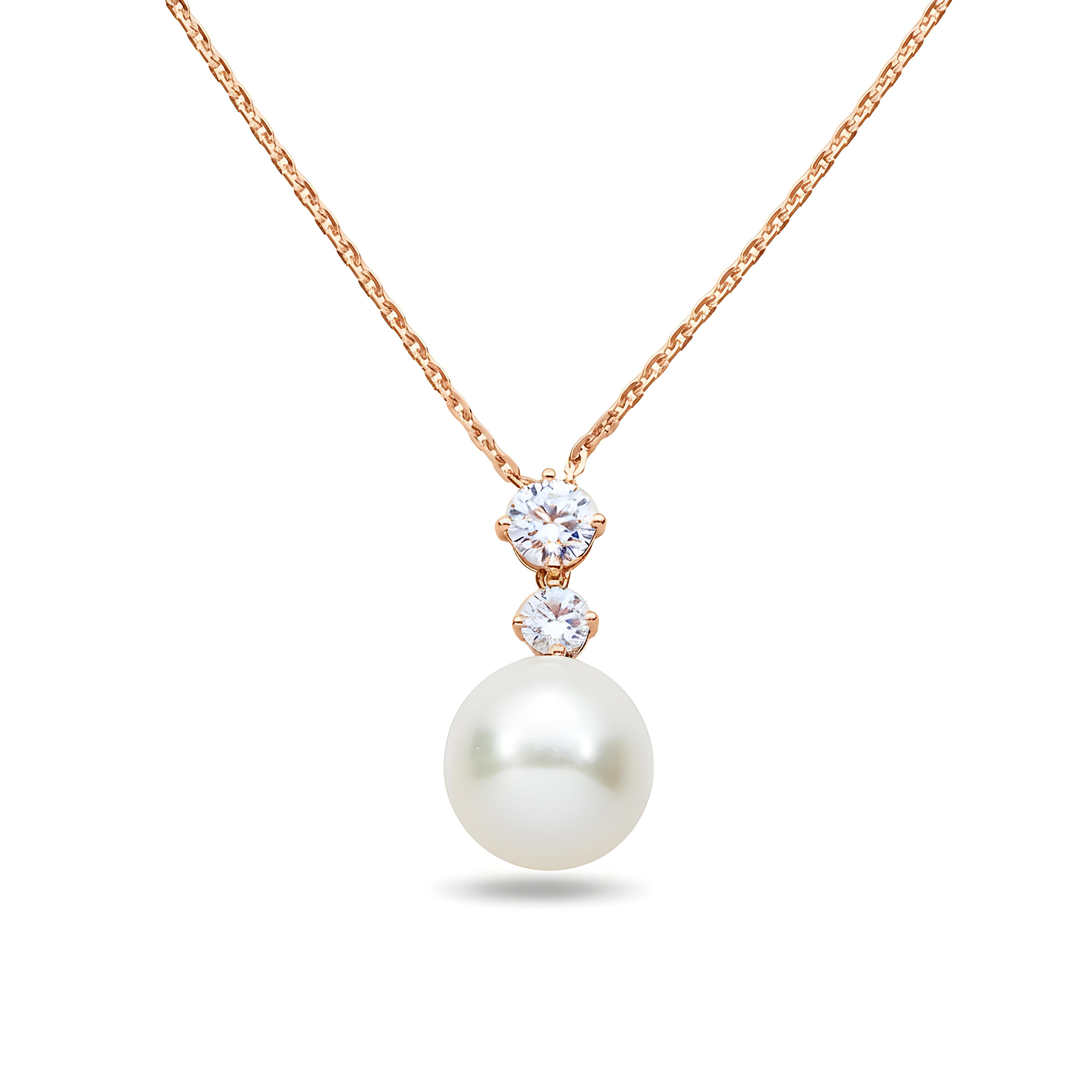 White Gold Round Diamond & Pearl Necklace 0.57ct (matching set)