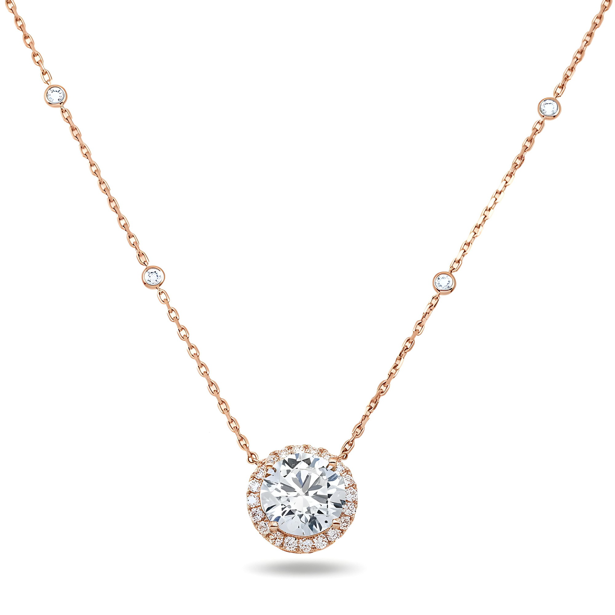 IGI 18K White Gold Round Diamond Necklace 5.78ctw